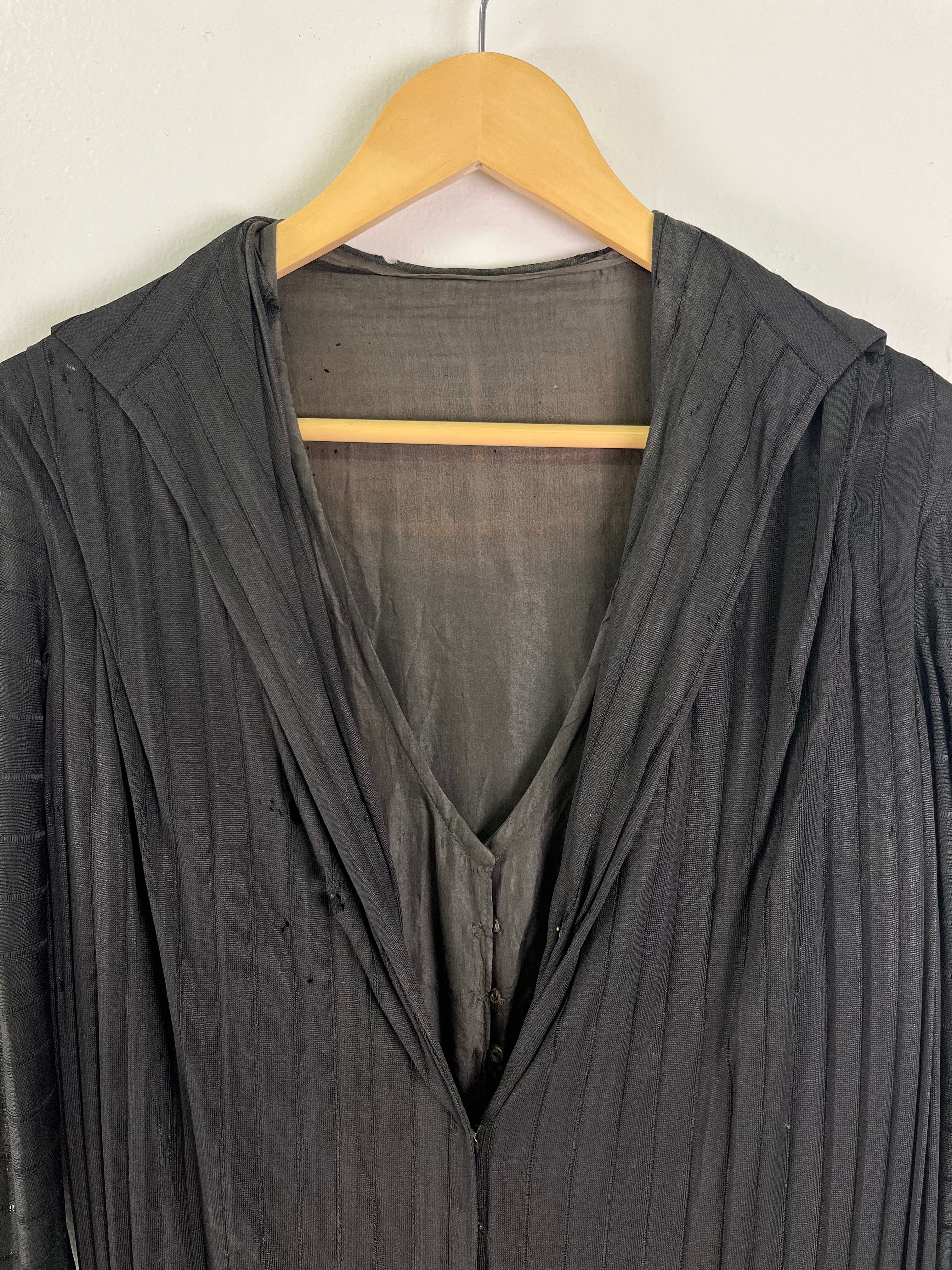 1920s French Distressed Flapper Dress - Black/Faded Black