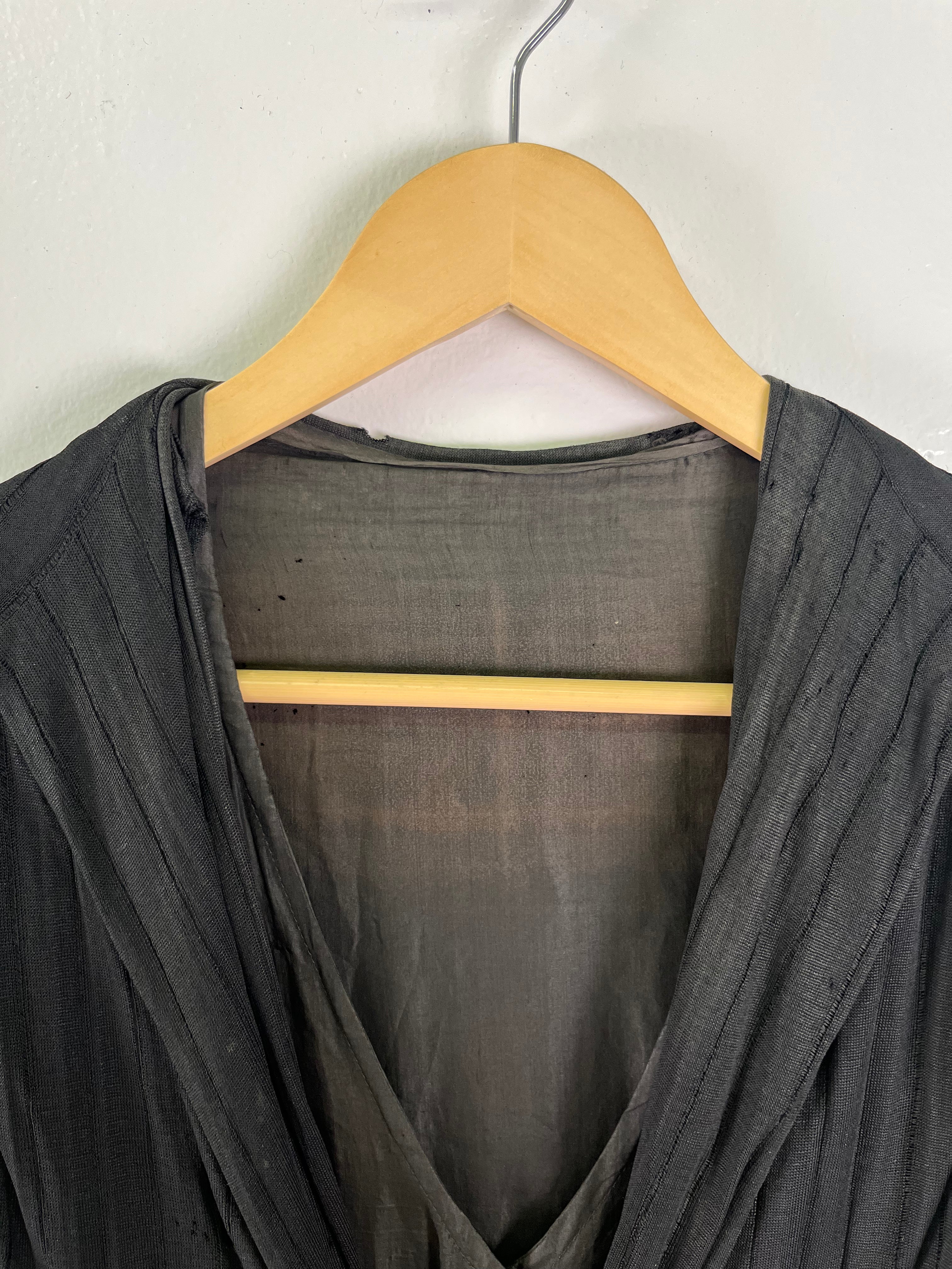 1920s French Distressed Flapper Dress - Black/Faded Black