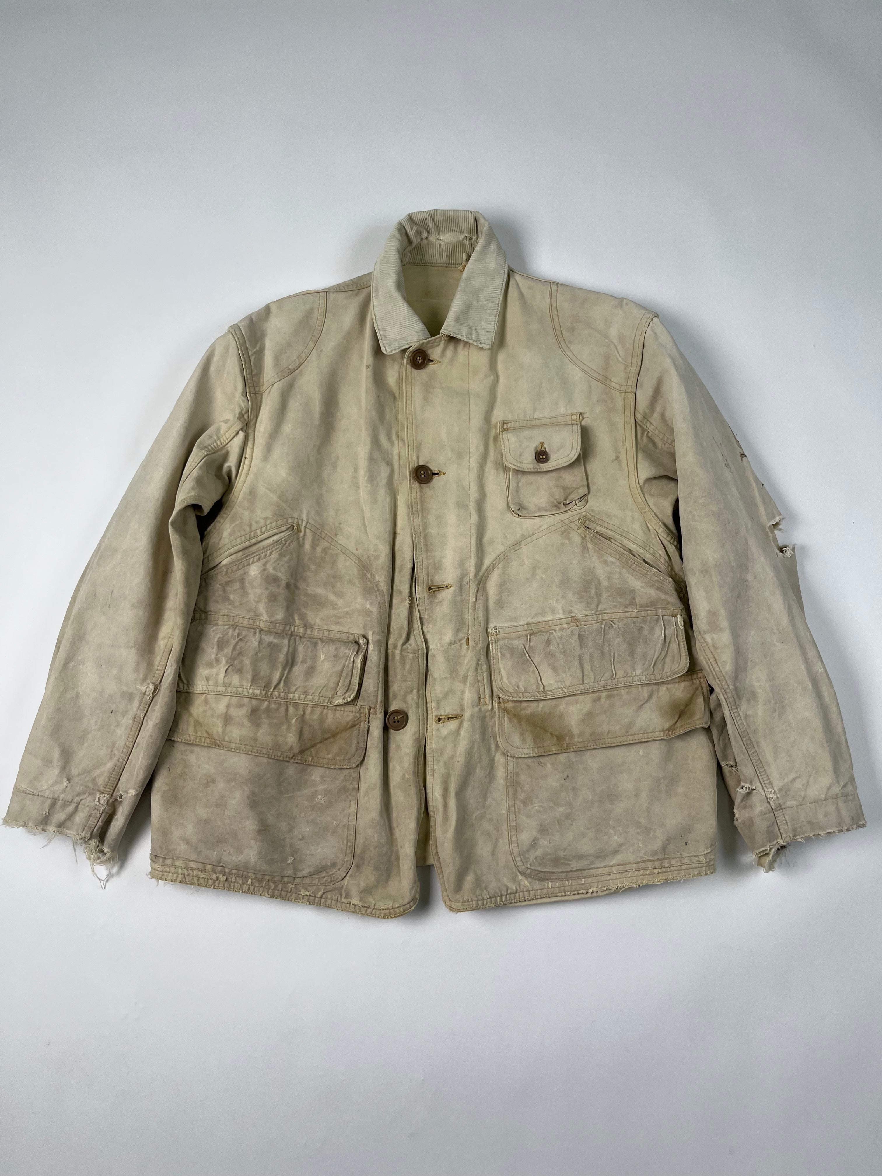 1960s Distressed Ducks Unlimited Canvas Hunting Jacket - Tan - L
