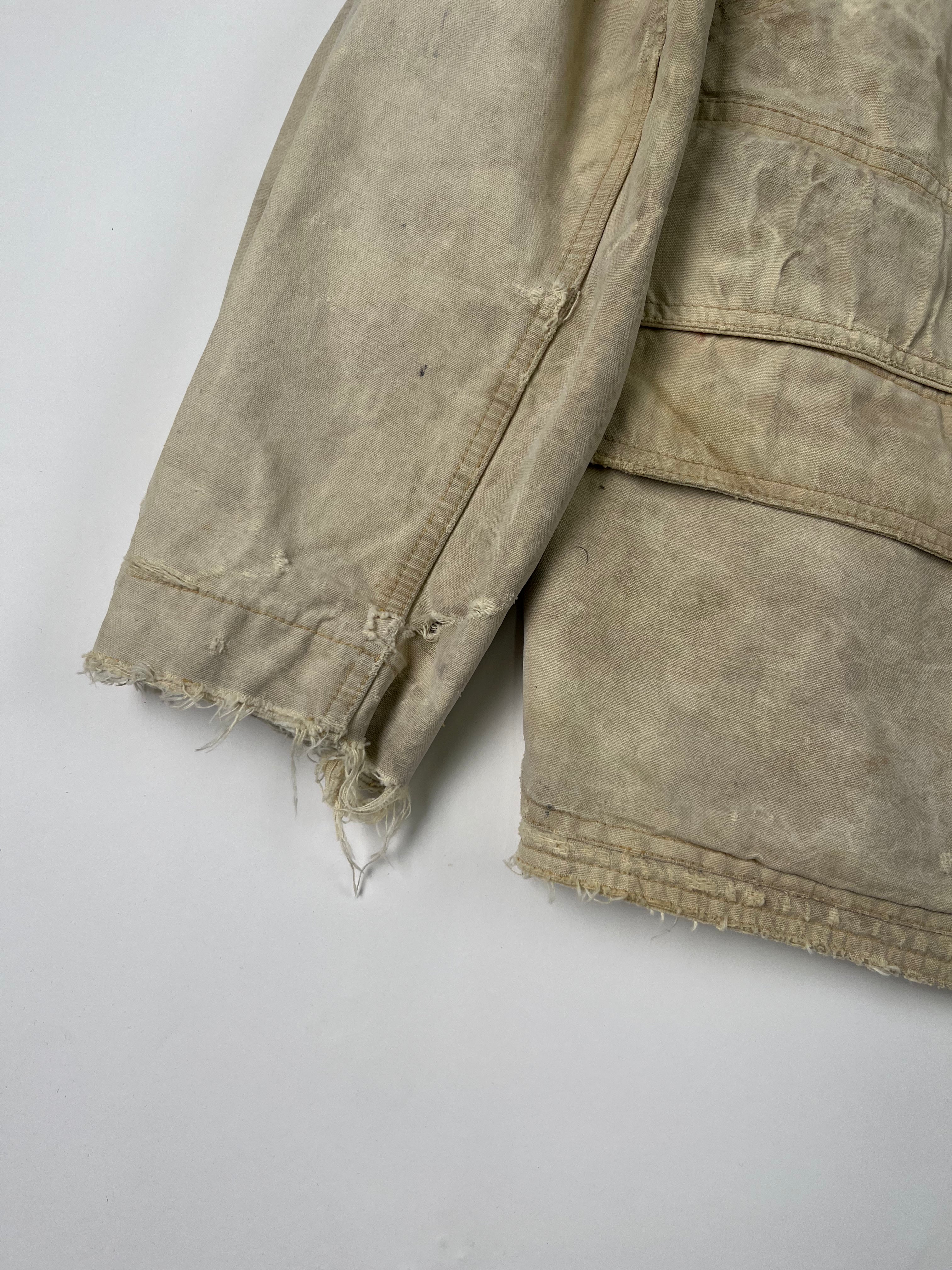 1960s Distressed Ducks Unlimited Canvas Hunting Jacket - Tan - L