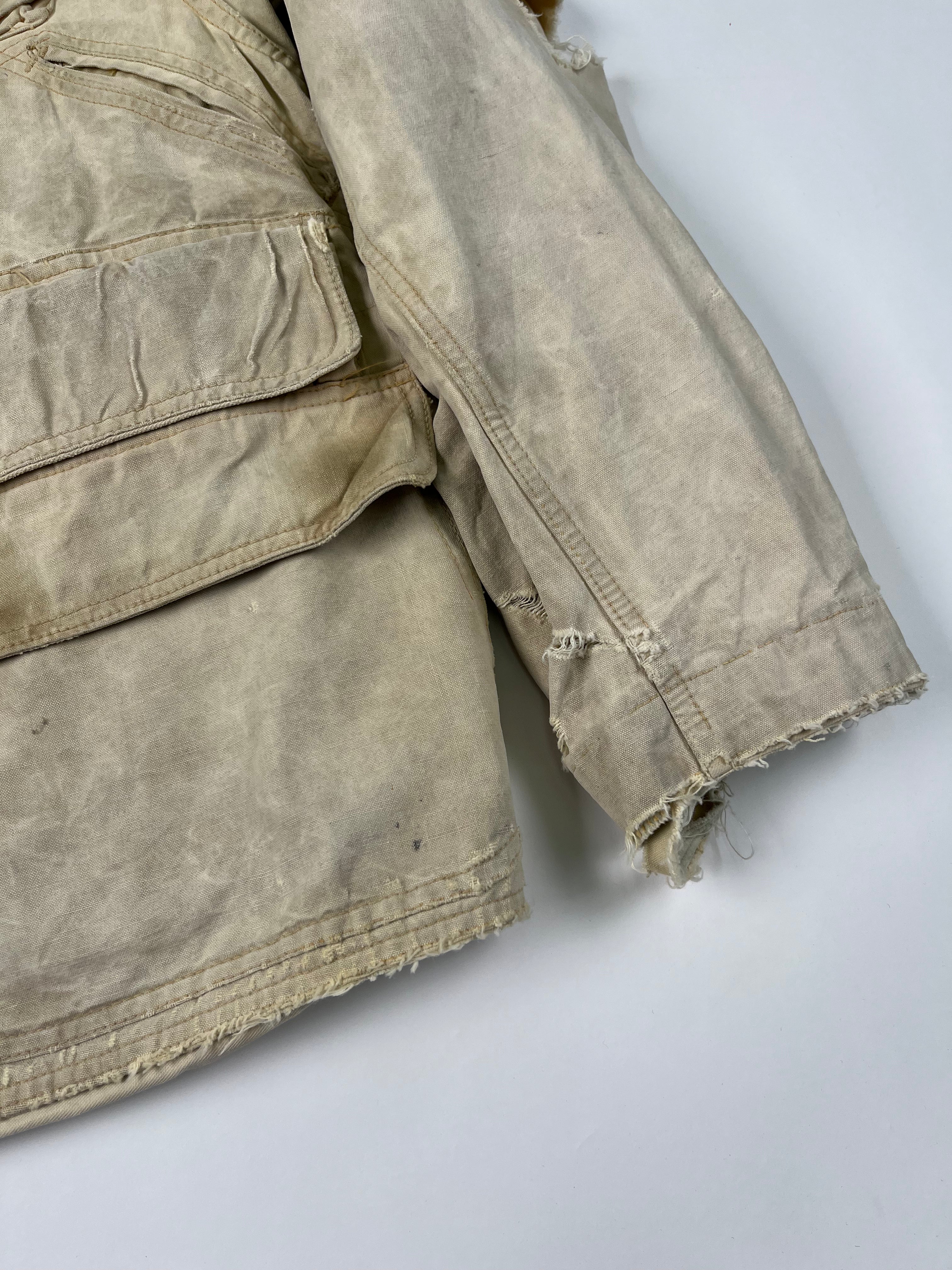 1960s Distressed Ducks Unlimited Canvas Hunting Jacket - Tan - L