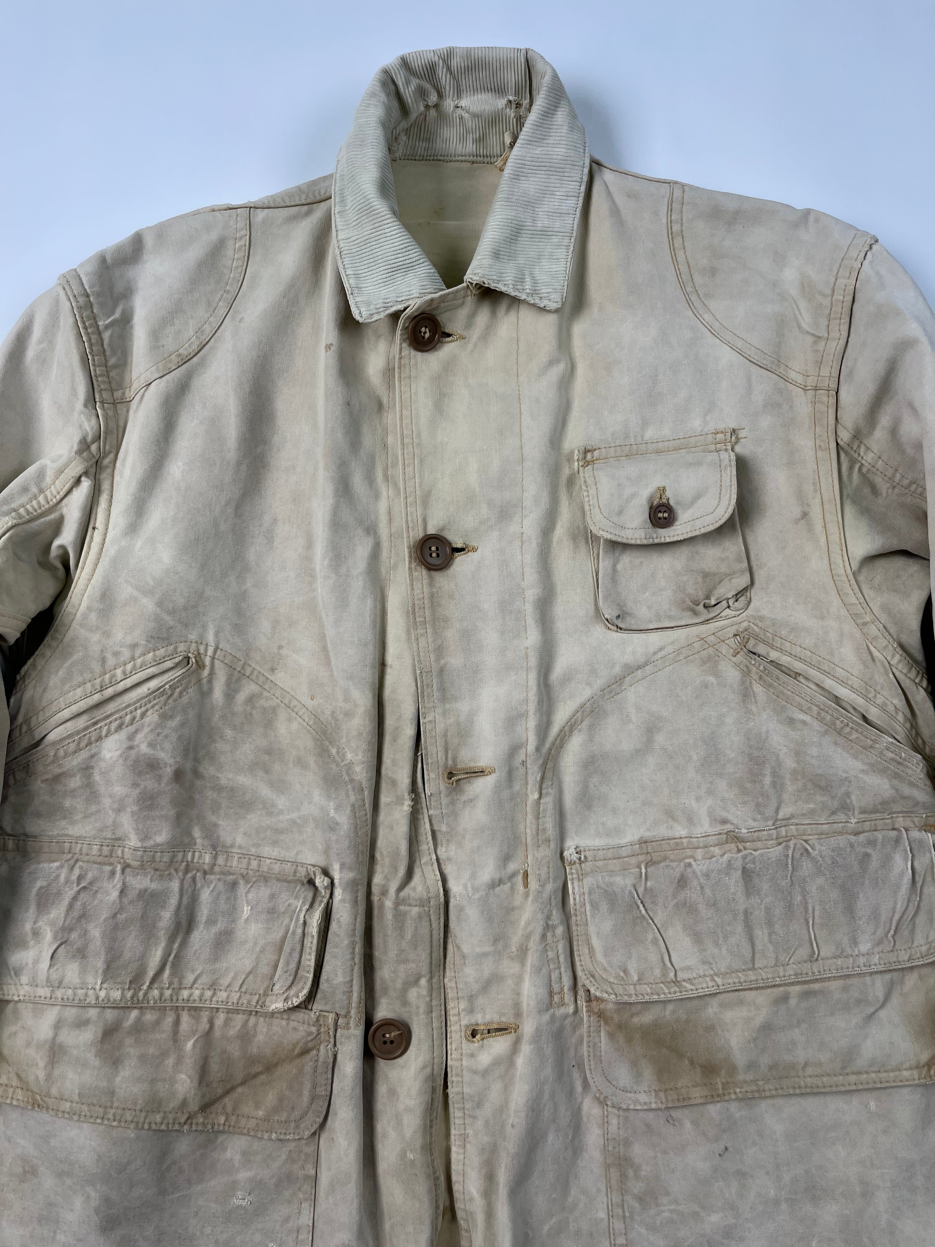 1960s Distressed Ducks Unlimited Canvas Hunting Jacket - Tan - L