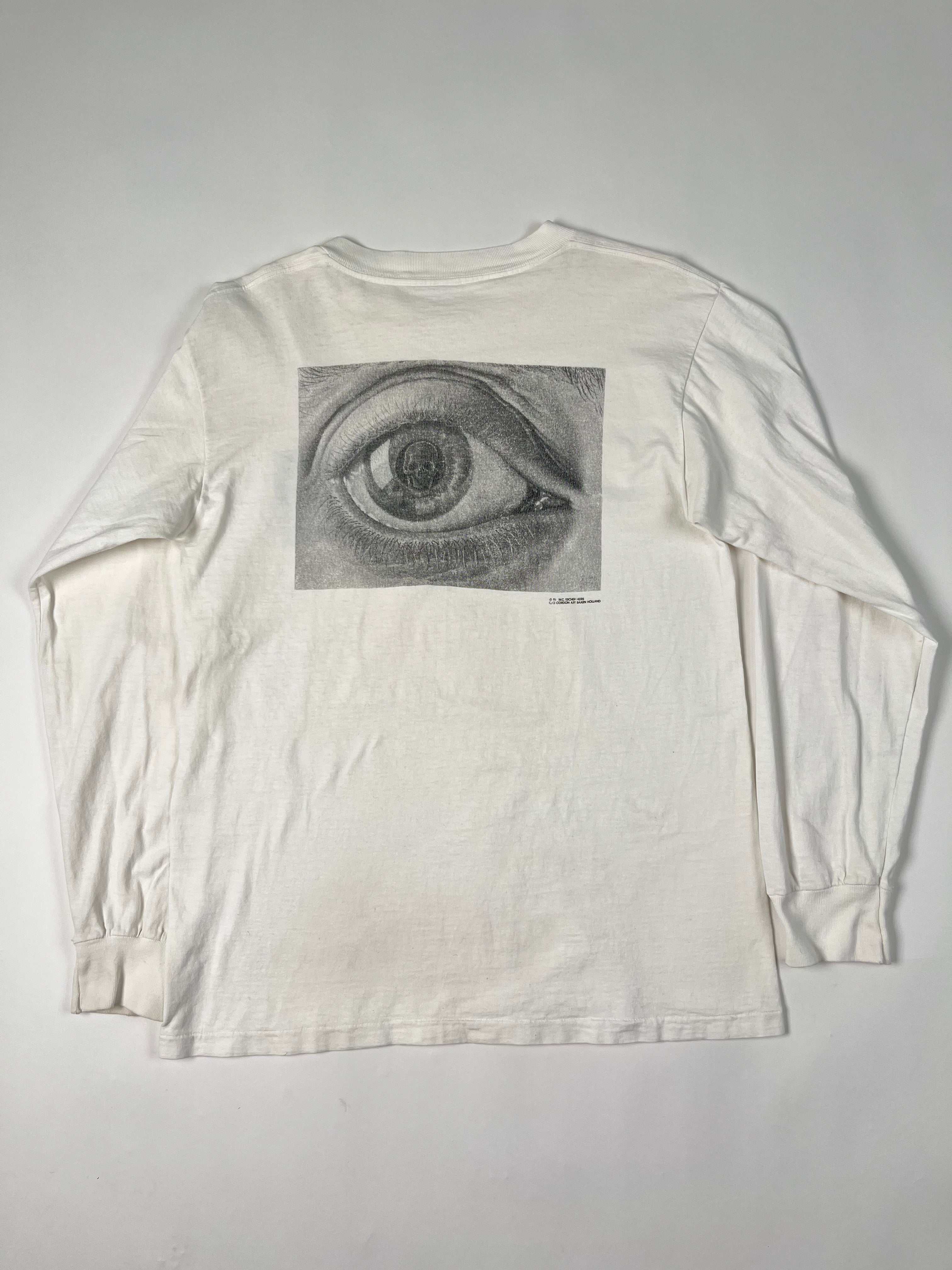 1991 MC Escher 'Skull in Eye' Longsleeve T-Shirt - White - L