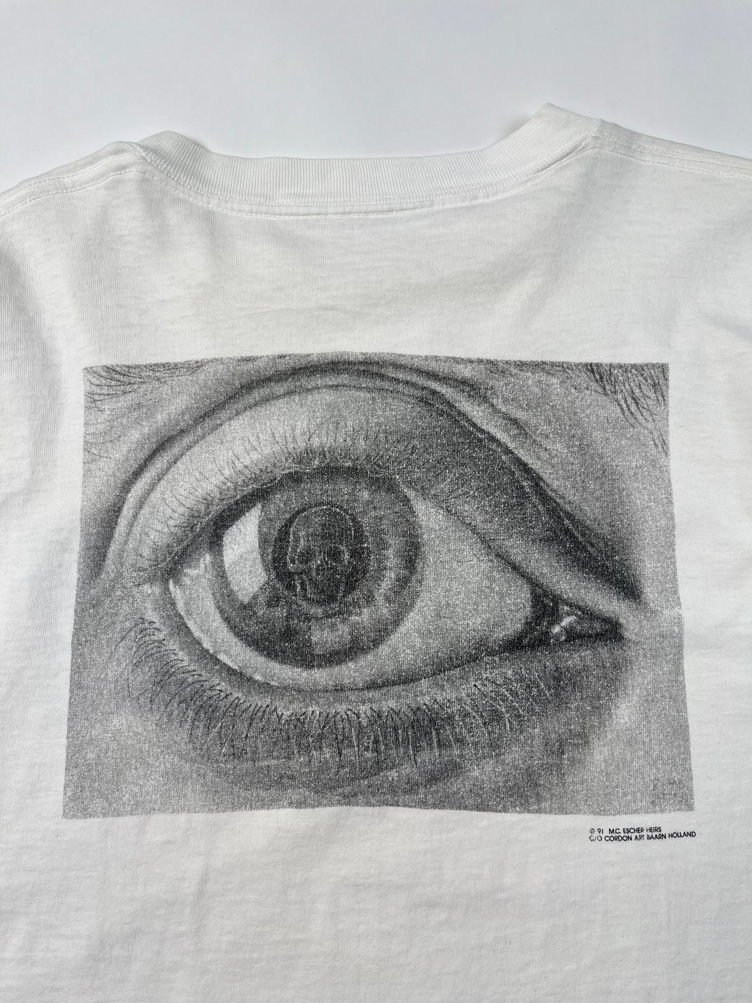 1991 MC Escher 'Skull in Eye' Longsleeve T-Shirt - White - L