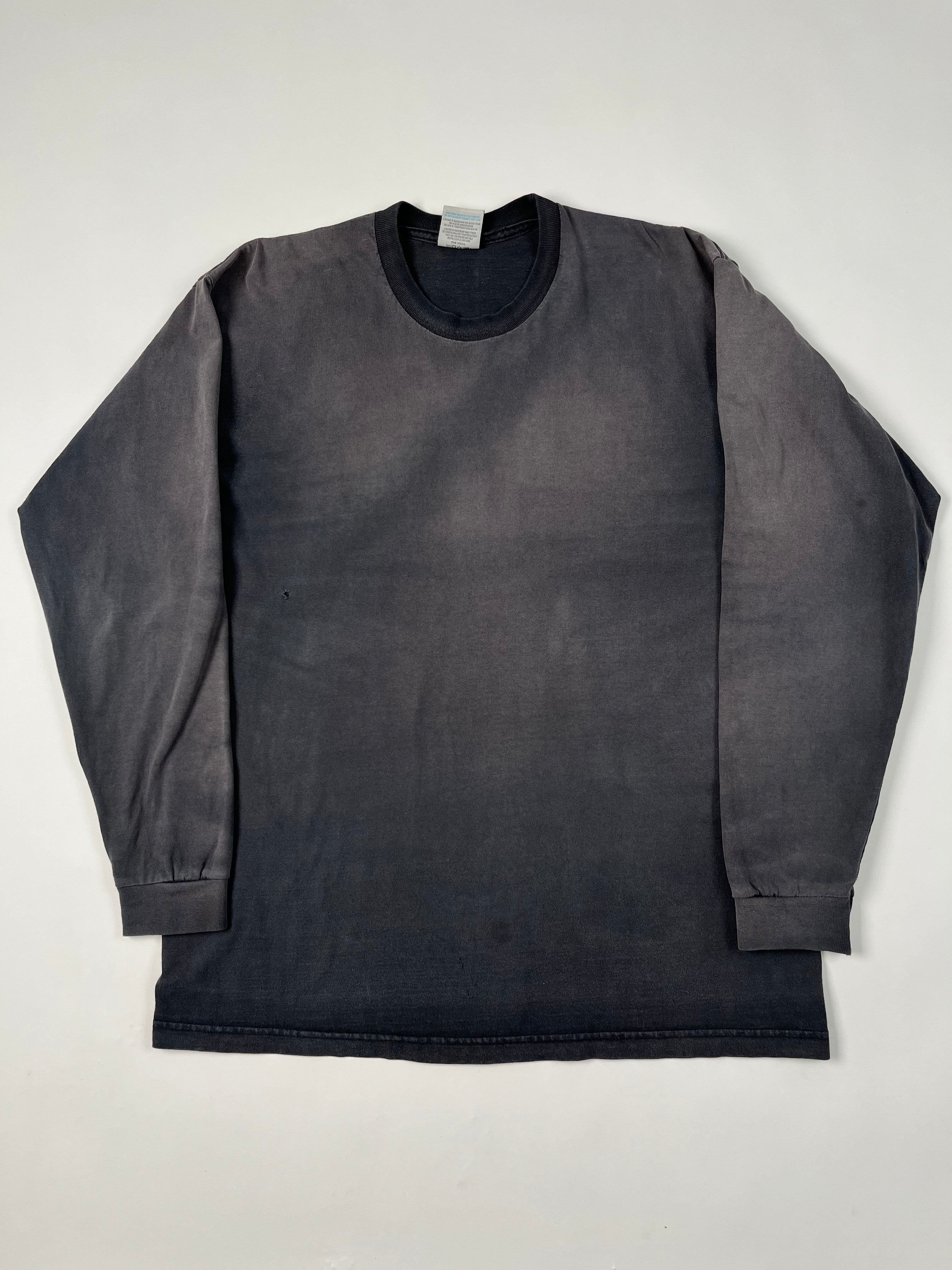 1990s Distressed 'Crossbody Fade' Longsleeve - Faded Black - XL/XLT