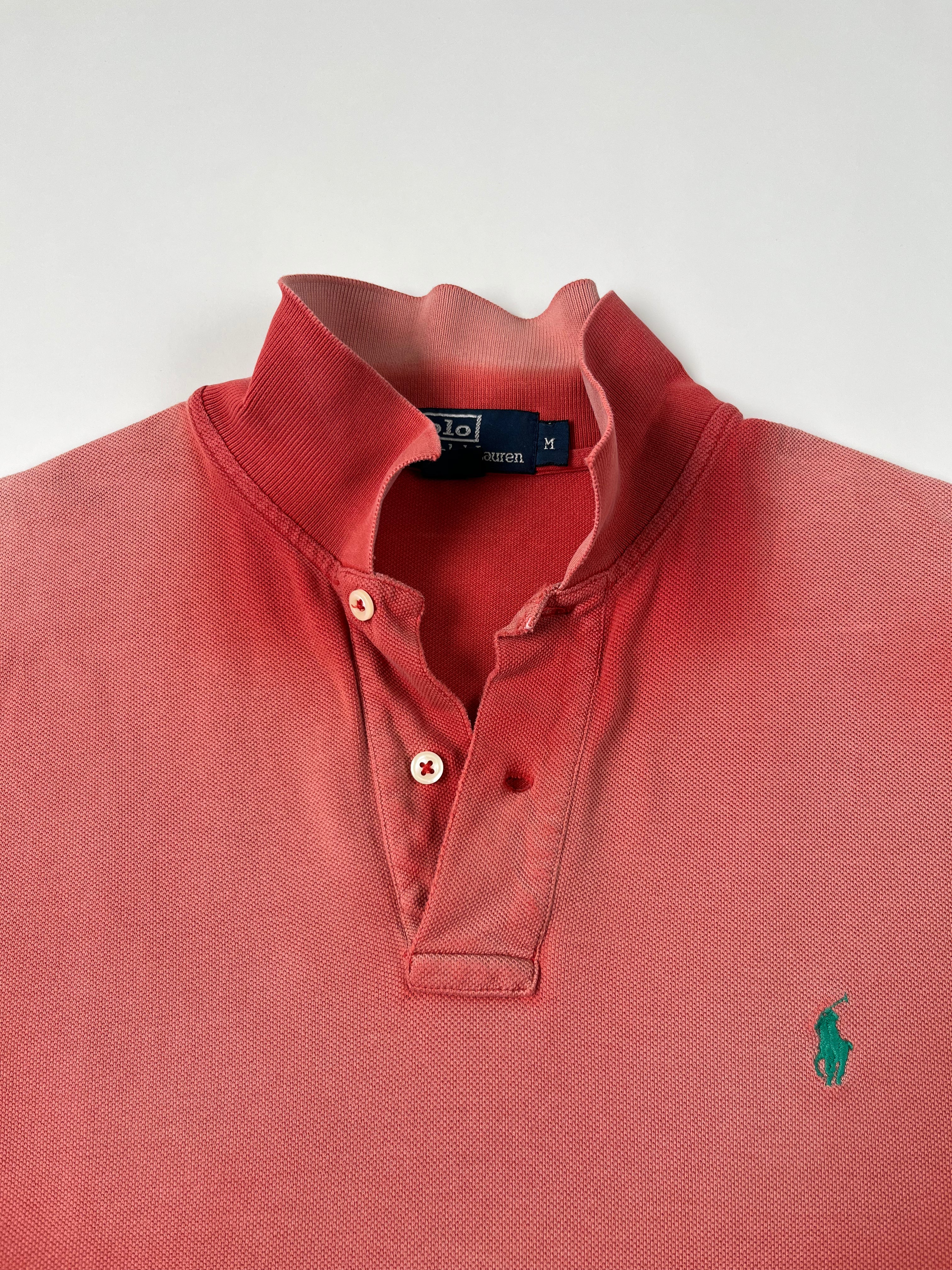 1990s Sun Faded Ralph Lauren Polo Shirt - Faded Pink/Salmon - M