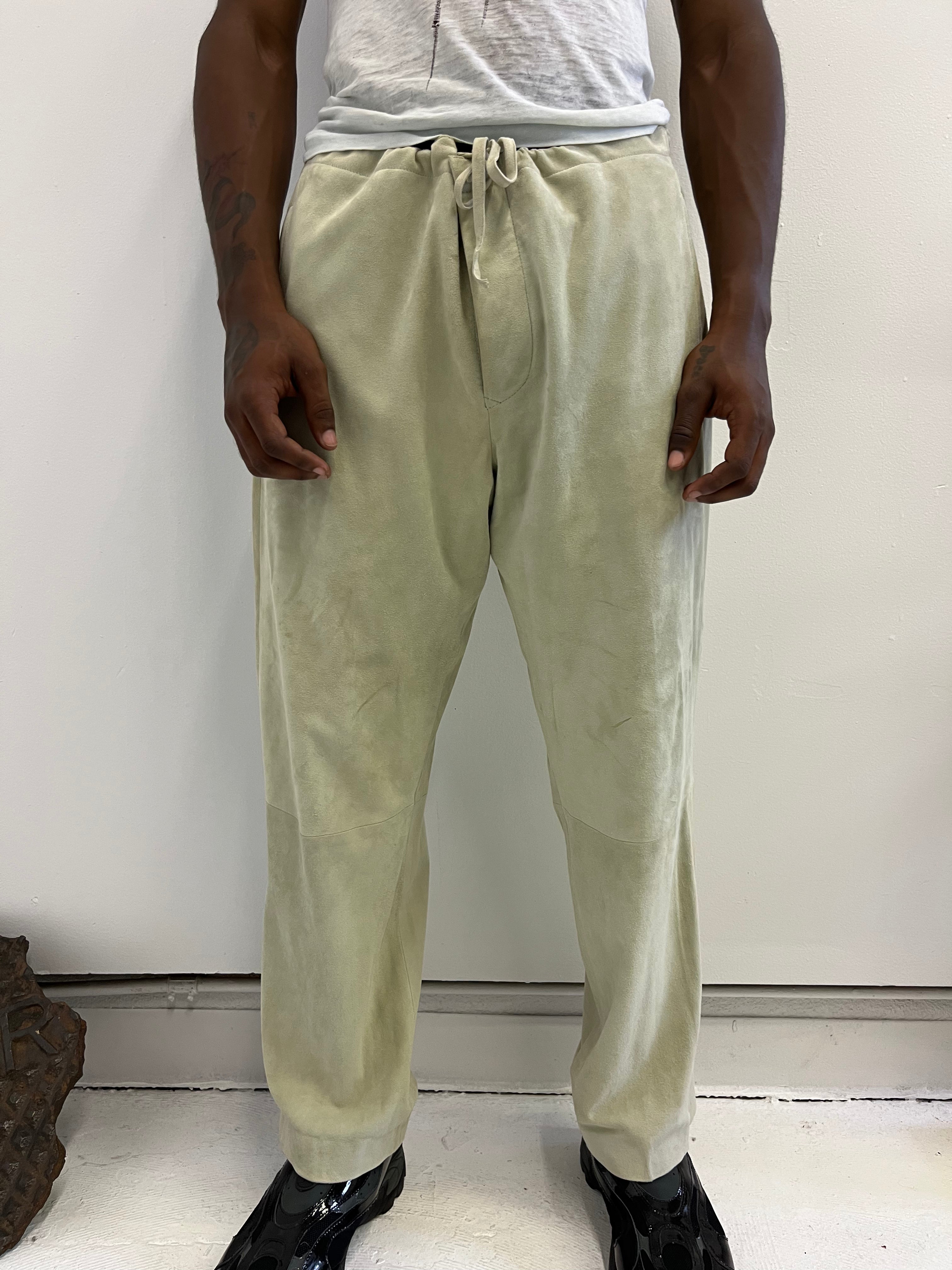 '90s/Y2K Ralph Lauren Purple Label Lambsuede Trousers - Palladian Blue - 36x30