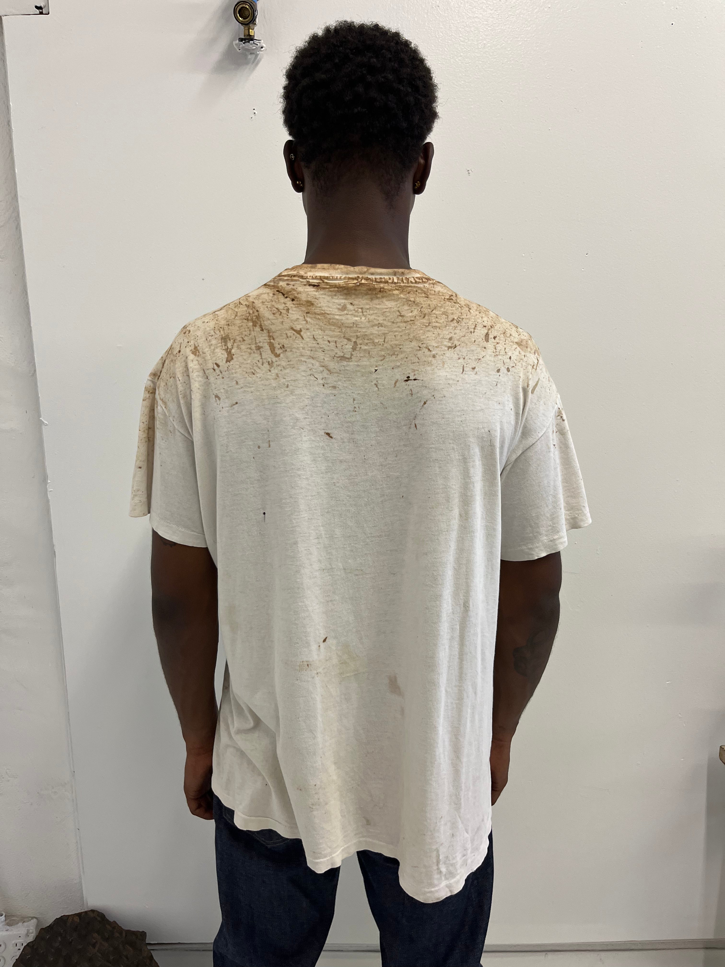 1980s CVS Dry Idea Deodorant Distressed & Stained T-Shirt - Dirty White - XL/XXL
