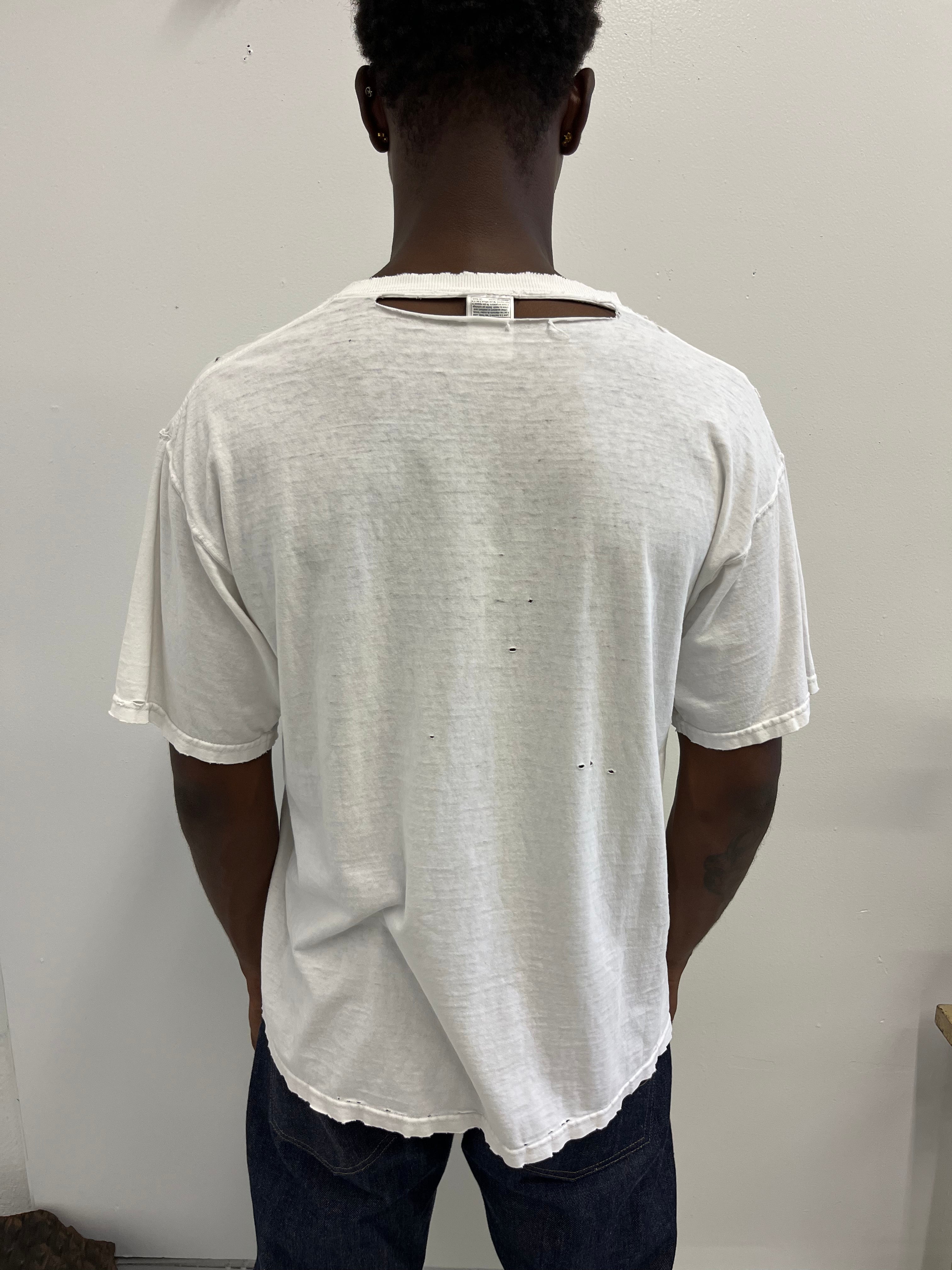 1990s 'Pork' Thrashed T-Shirt - White - XL