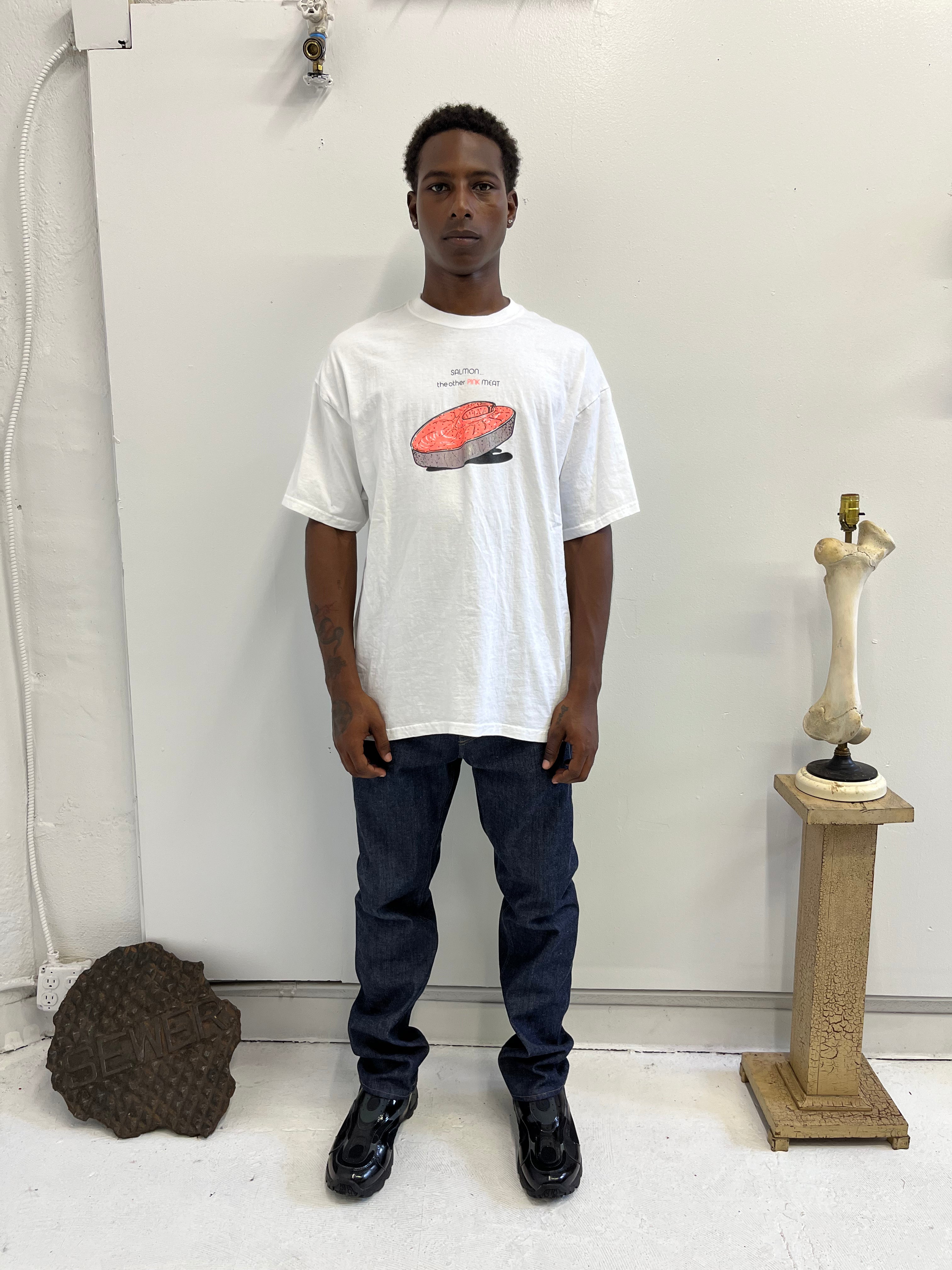1990s 'Salmon' T-Shirt - White - XL
