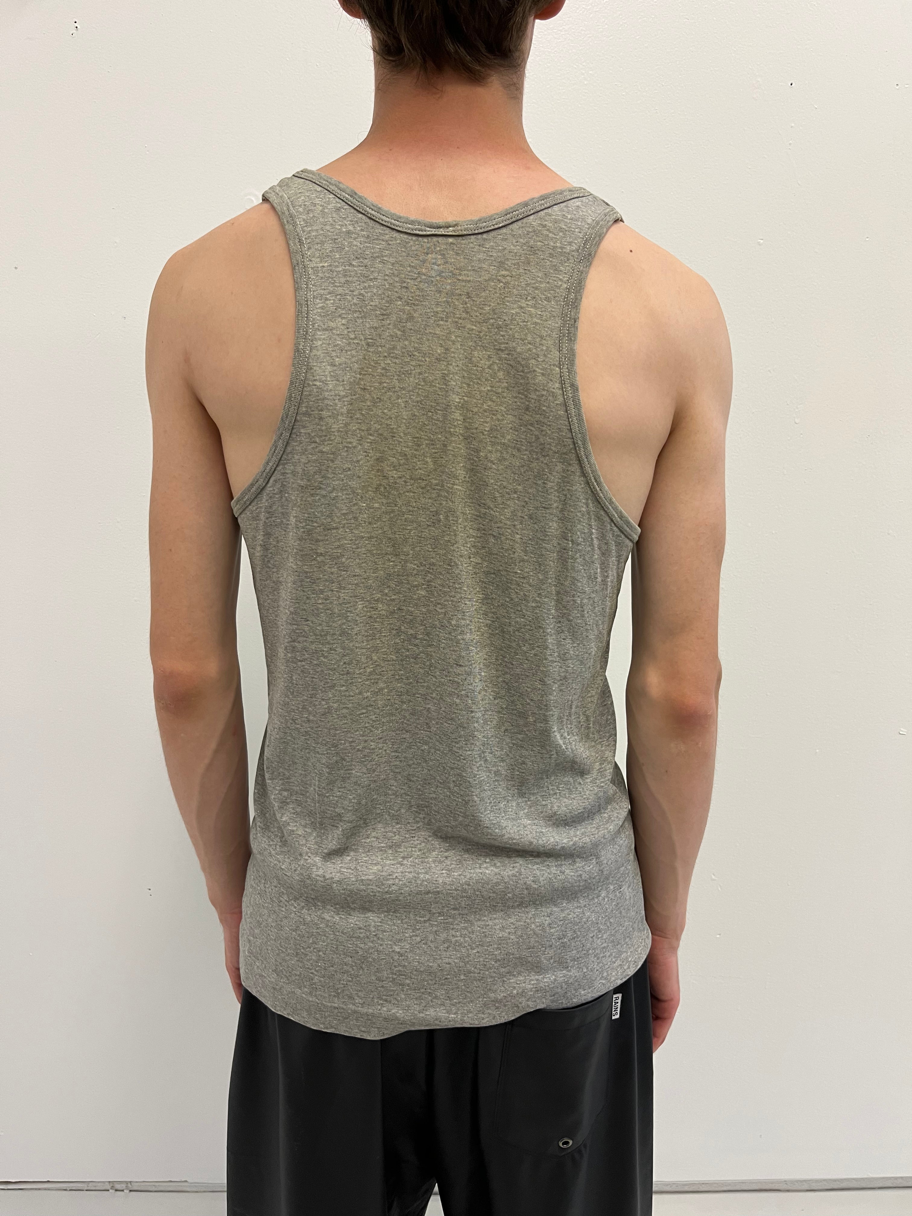 1960/70s Distressed French Work Tank - Dirty Heather Grey - L/XL