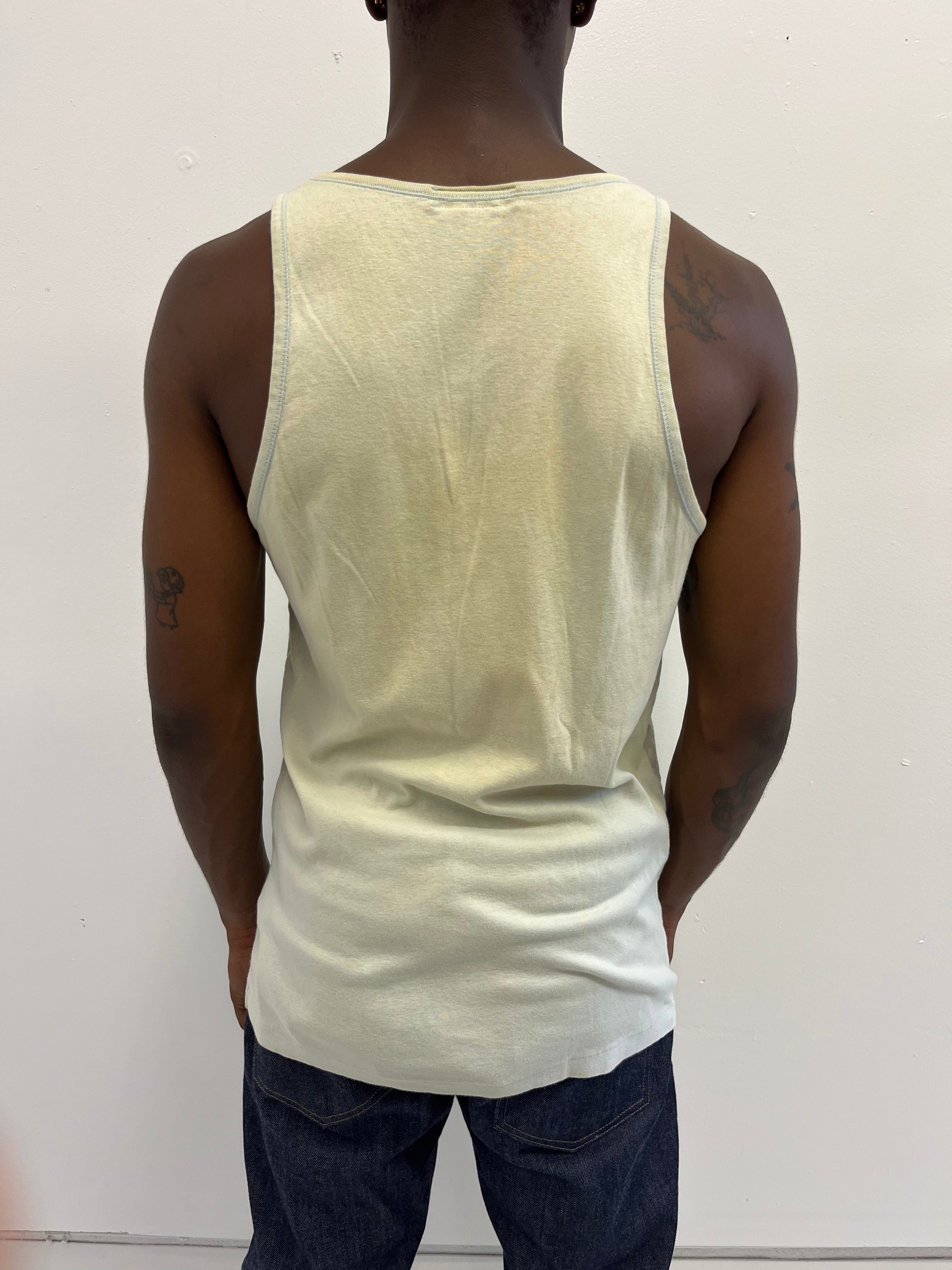1950s French Work Tank - Faded Tropical Blue/Cream - XL/XXL