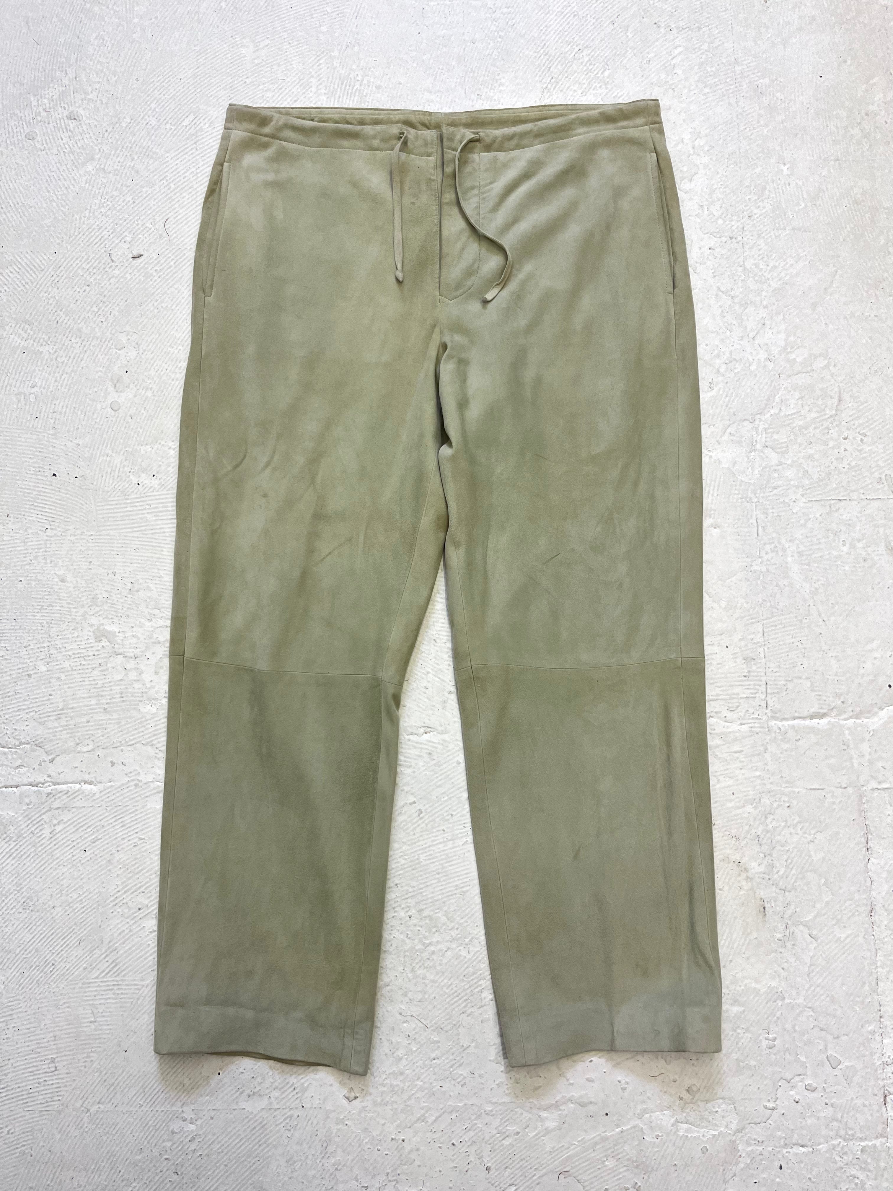 '90s/Y2K Ralph Lauren Purple Label Lambsuede Trousers - Palladian Blue - 36x30