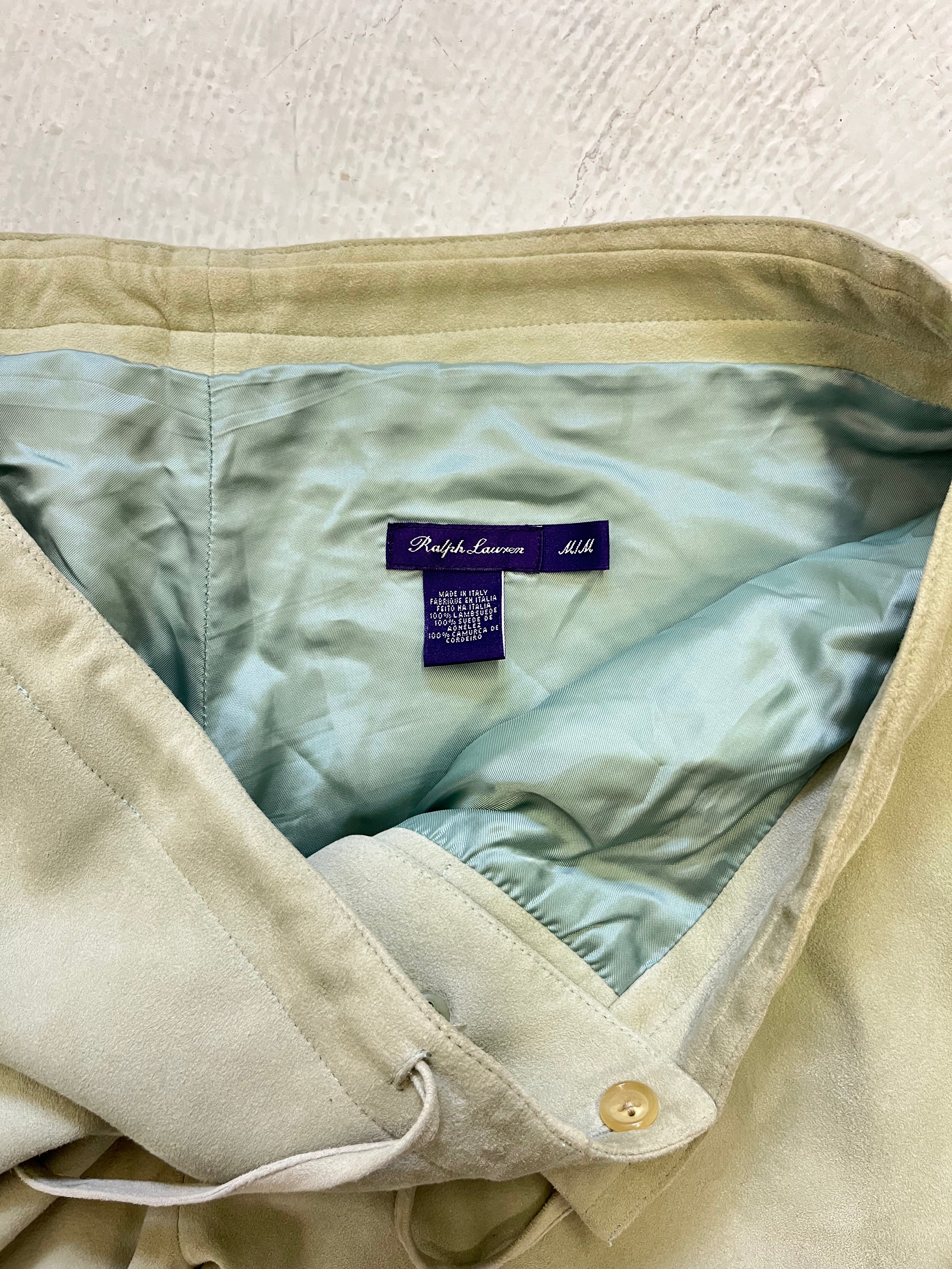 '90s/Y2K Ralph Lauren Purple Label Lambsuede Trousers - Palladian Blue - 36x30