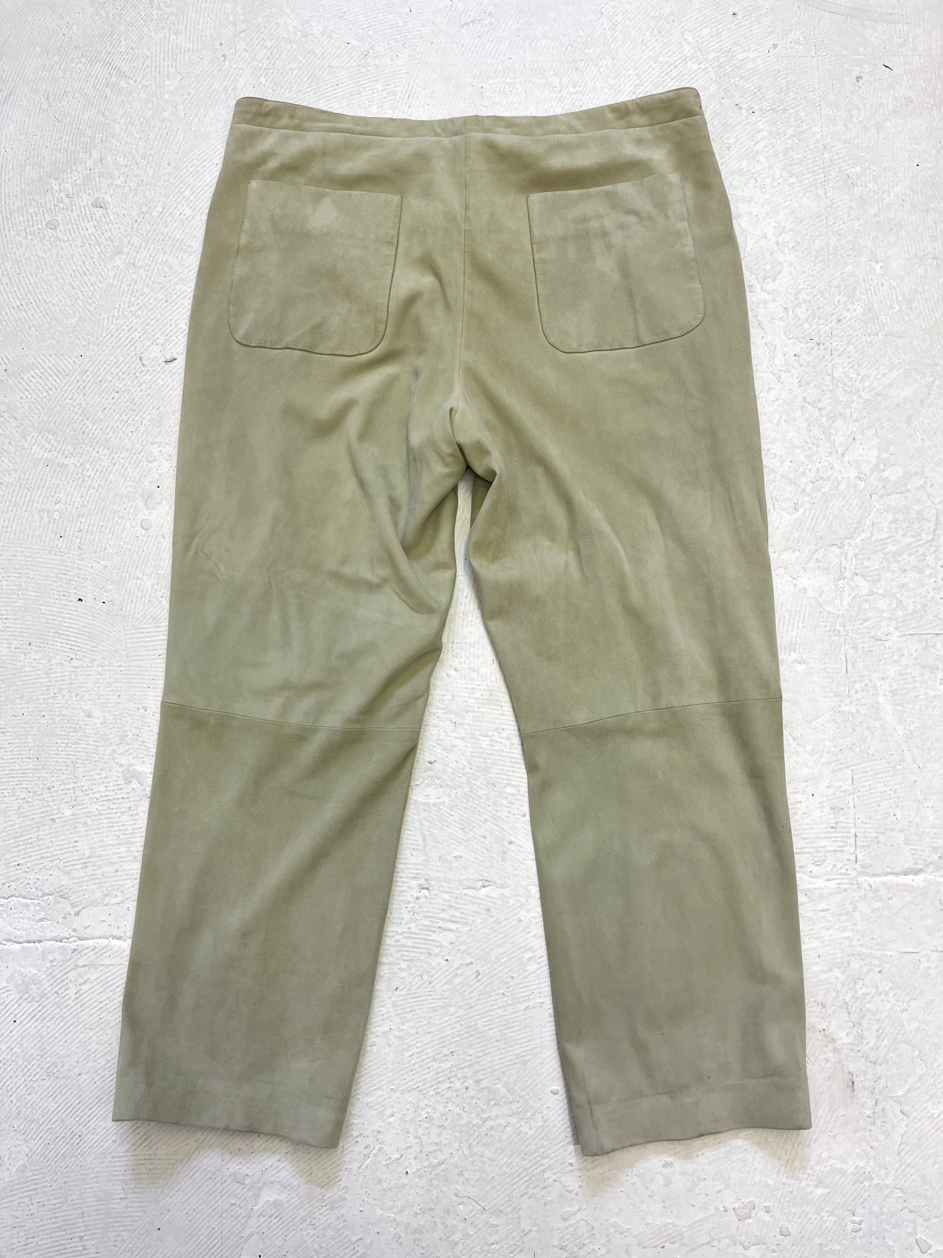 '90s/Y2K Ralph Lauren Purple Label Lambsuede Trousers - Palladian Blue - 36x30