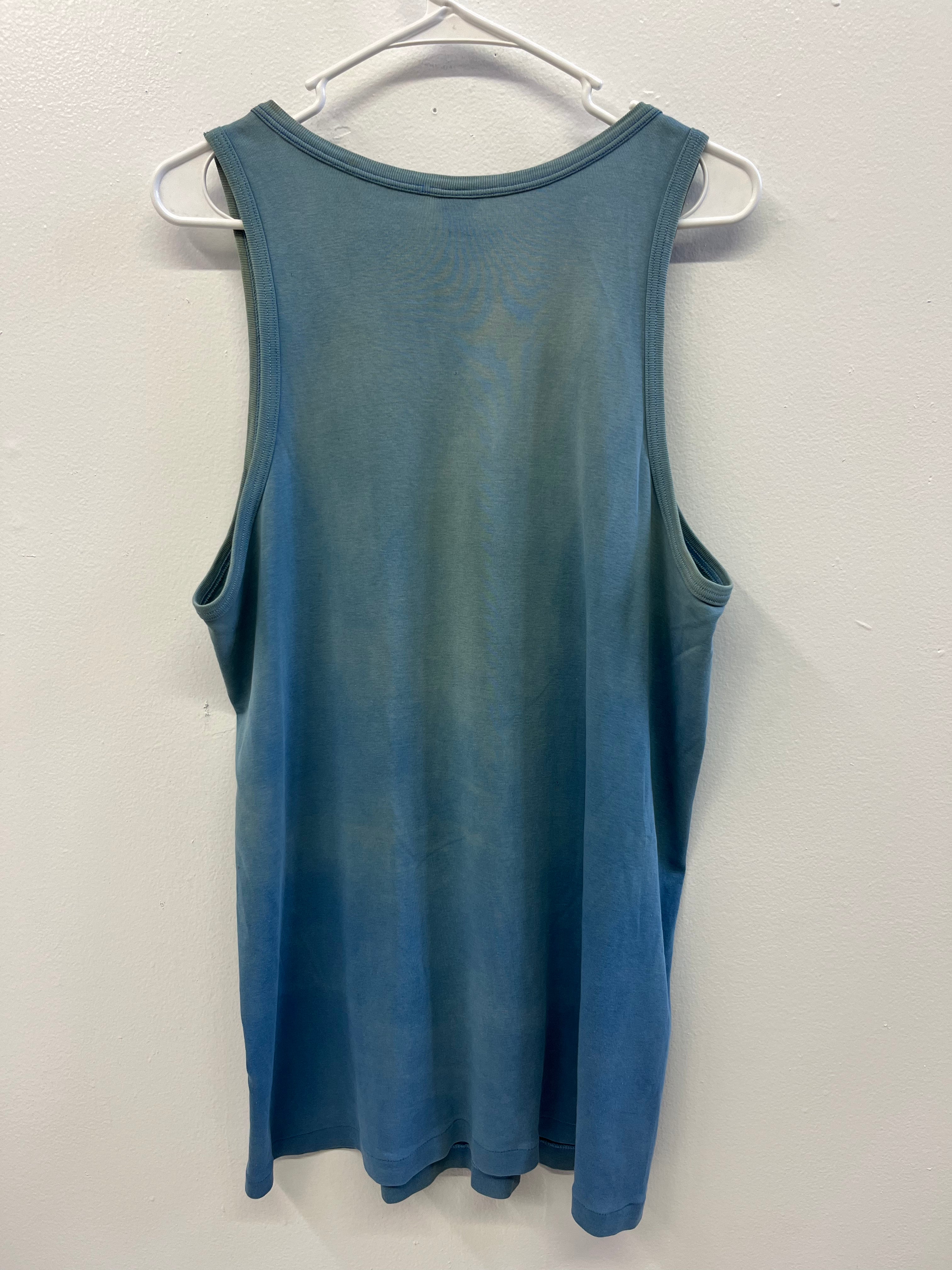 1960/70s French Work Tank with Fading and Holes - Faded Turquoise - L/XL