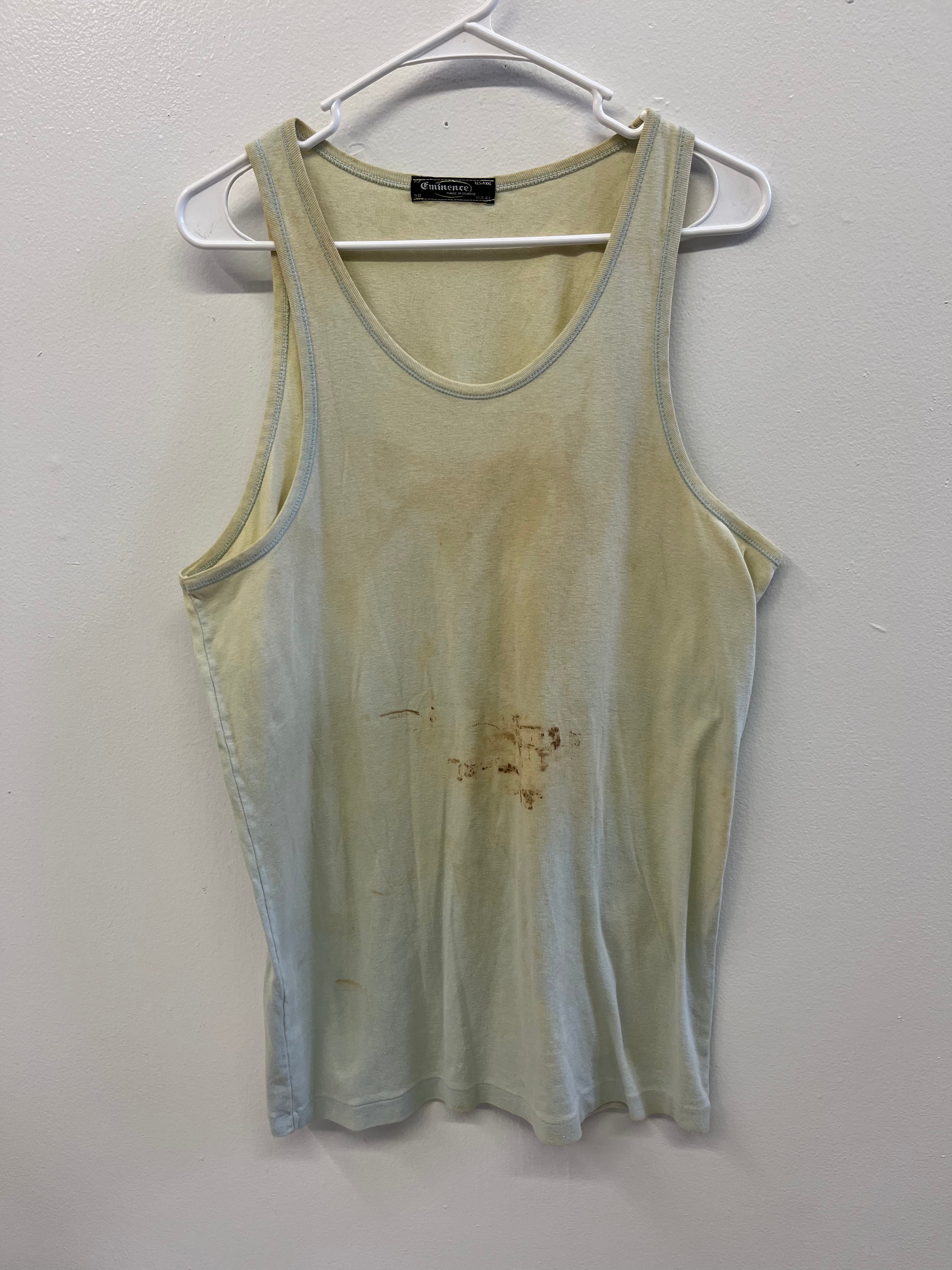 1950s French Work Tank - Faded Tropical Blue/Cream - XL/XXL