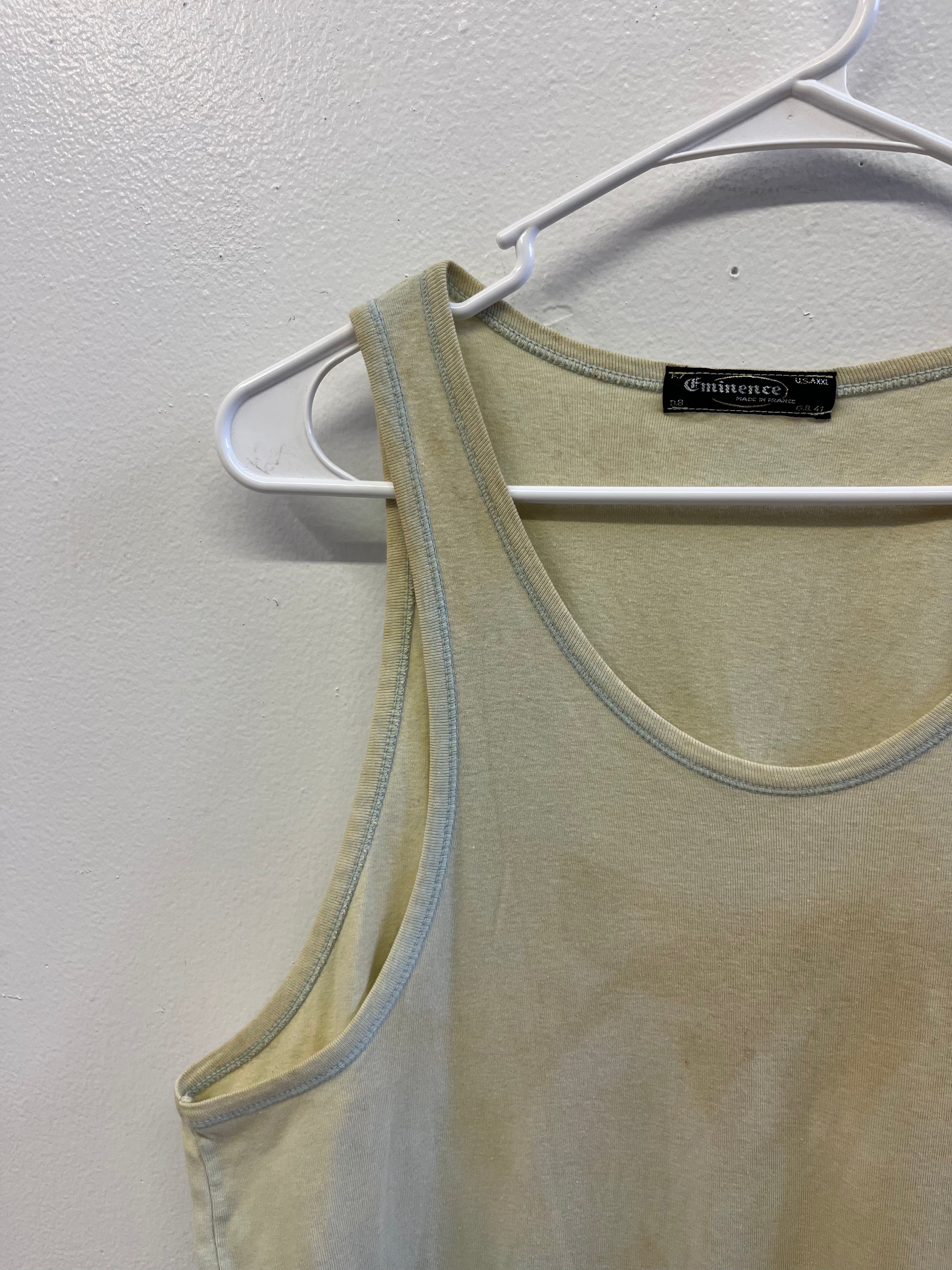 1950s French Work Tank - Faded Tropical Blue/Cream - XL/XXL