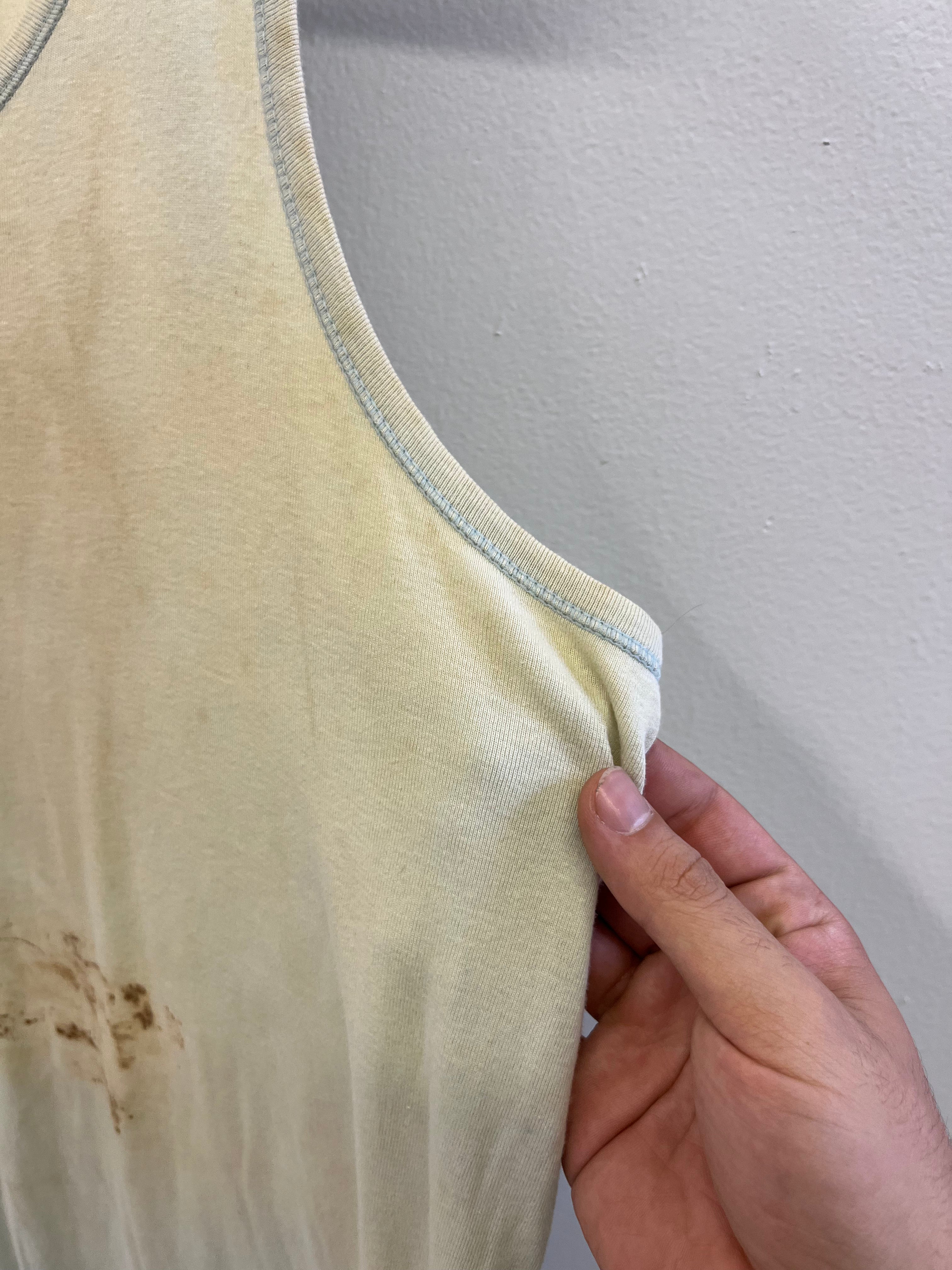 1950s French Work Tank - Faded Tropical Blue/Cream - XL/XXL