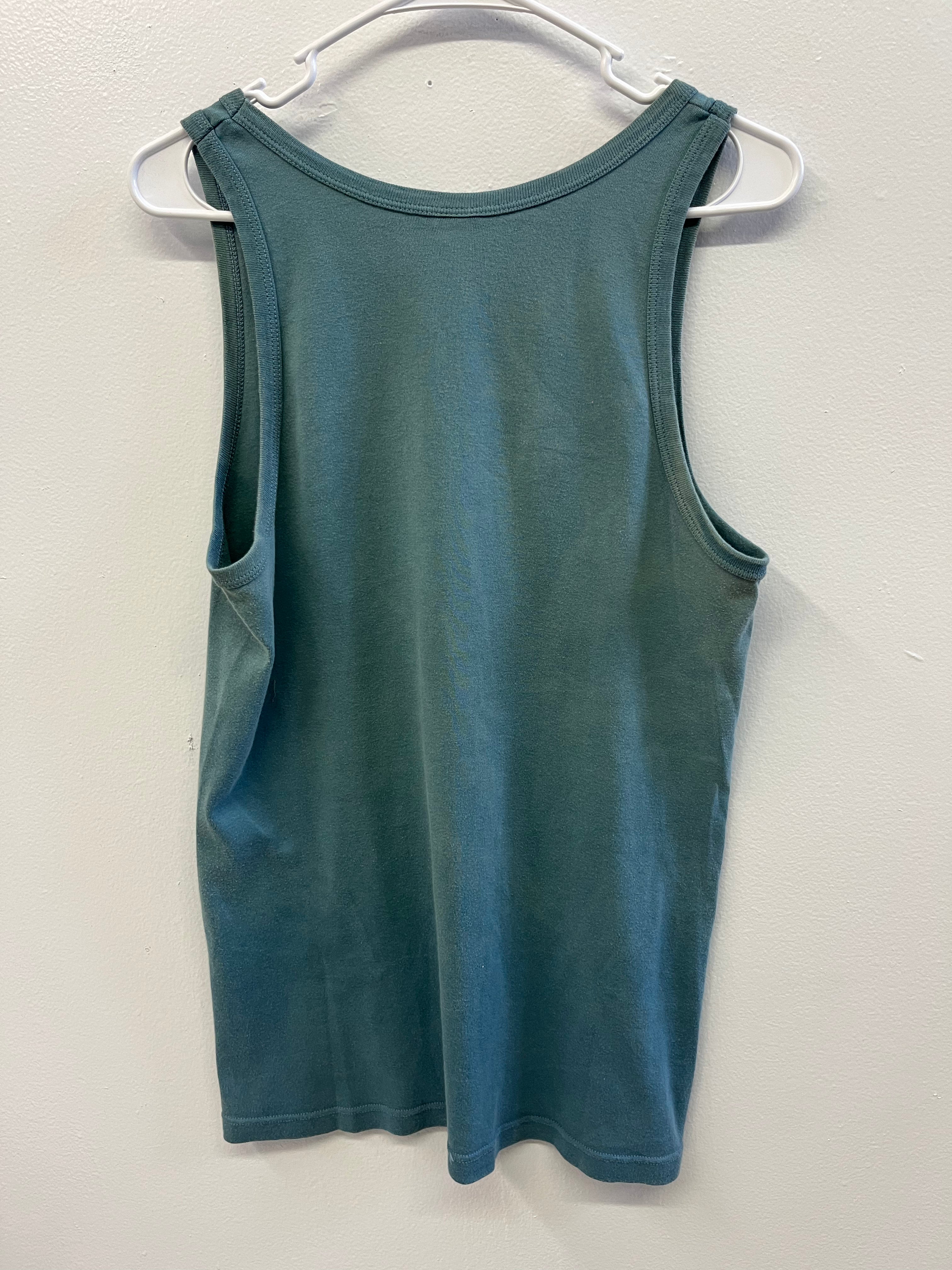 1960/70s Distressed French Work Tank - Faded Turquoise - M/L