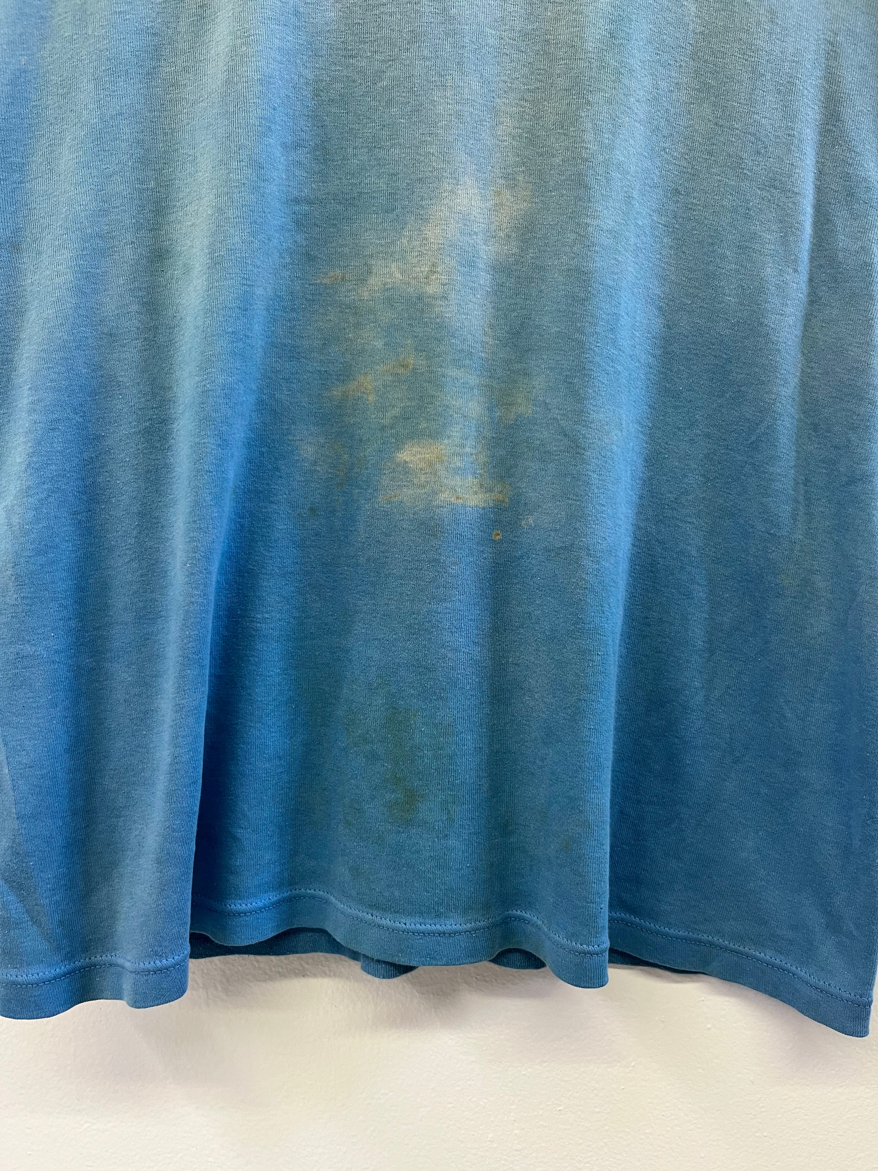 1960/70s Distressed & Stained French Work Tank - Faded Turquoise - L/XL