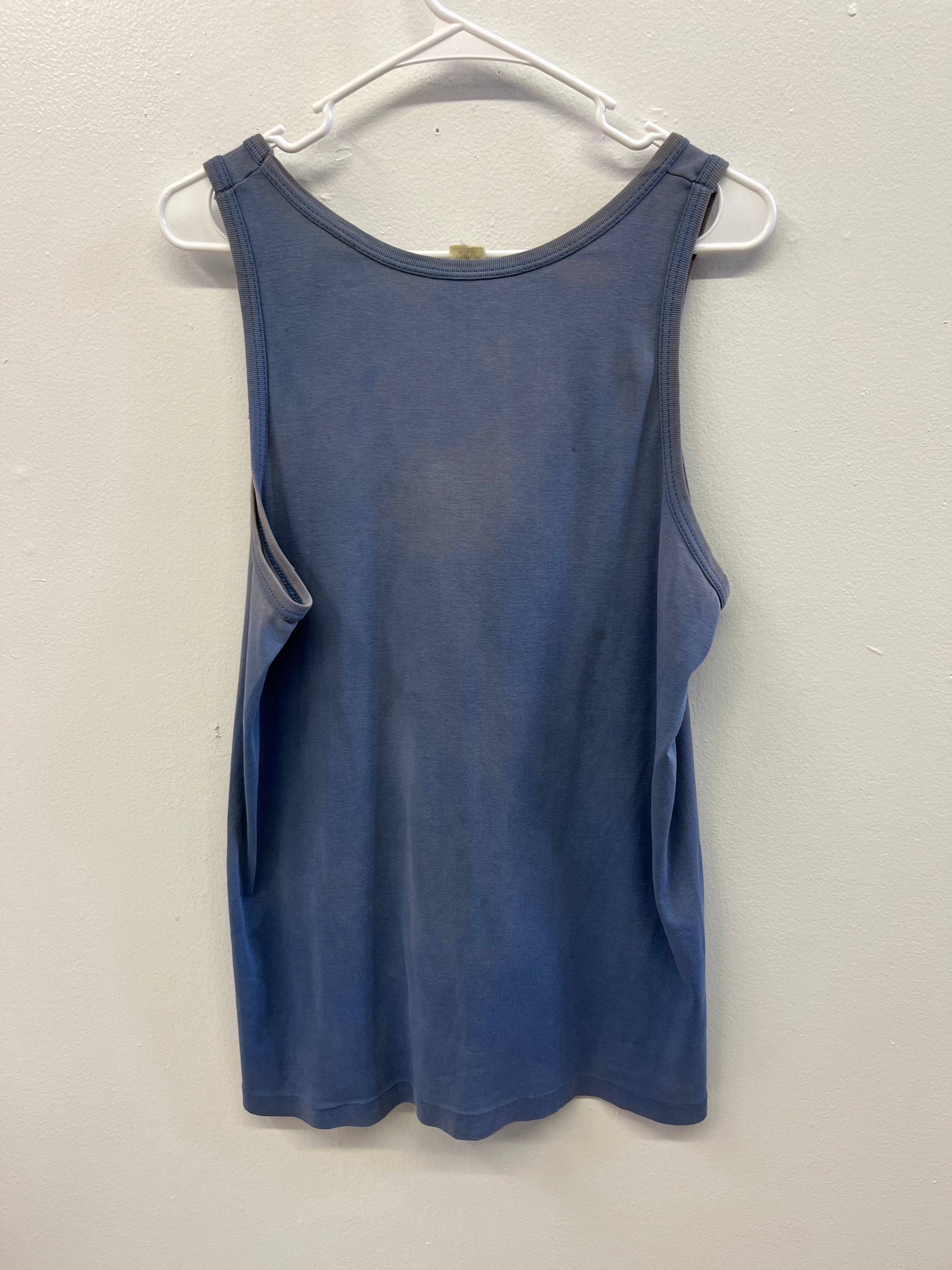 1960s Faded & Distressed French Work Tank - Faded Cornflower Blue - L