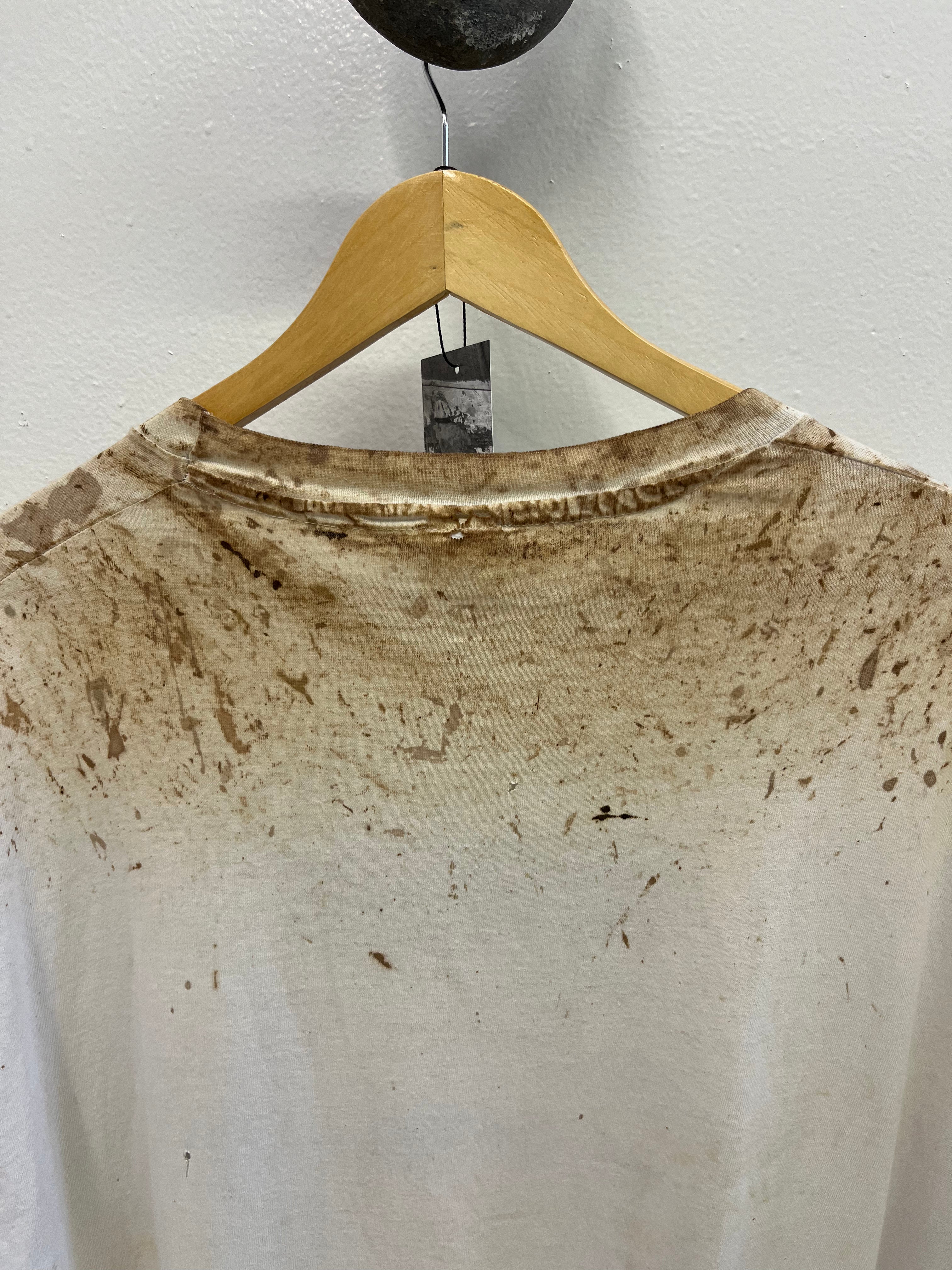 1980s CVS Dry Idea Deodorant Distressed & Stained T-Shirt - Dirty White - XL/XXL