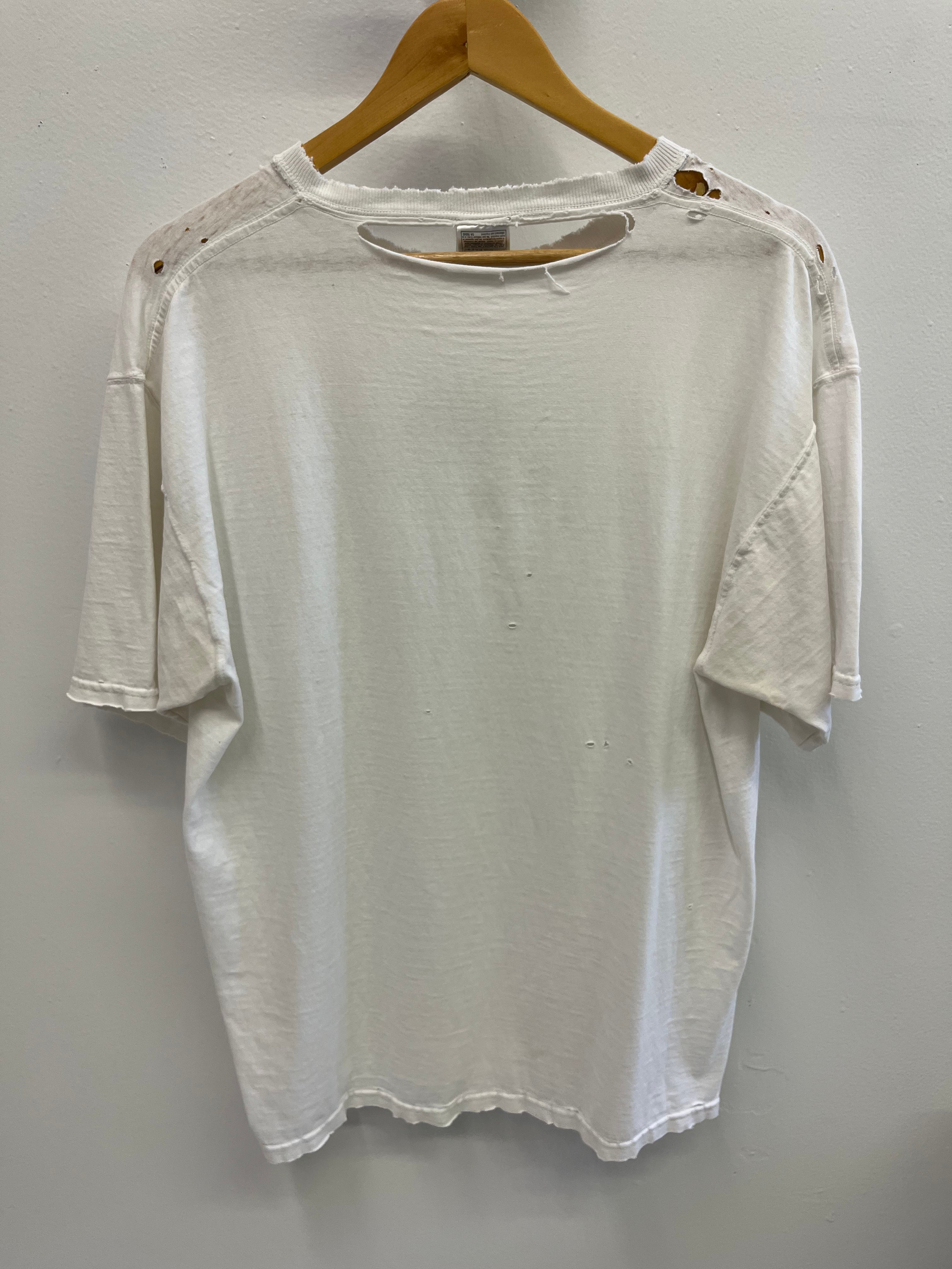 1990s 'Pork' Thrashed T-Shirt - White - XL