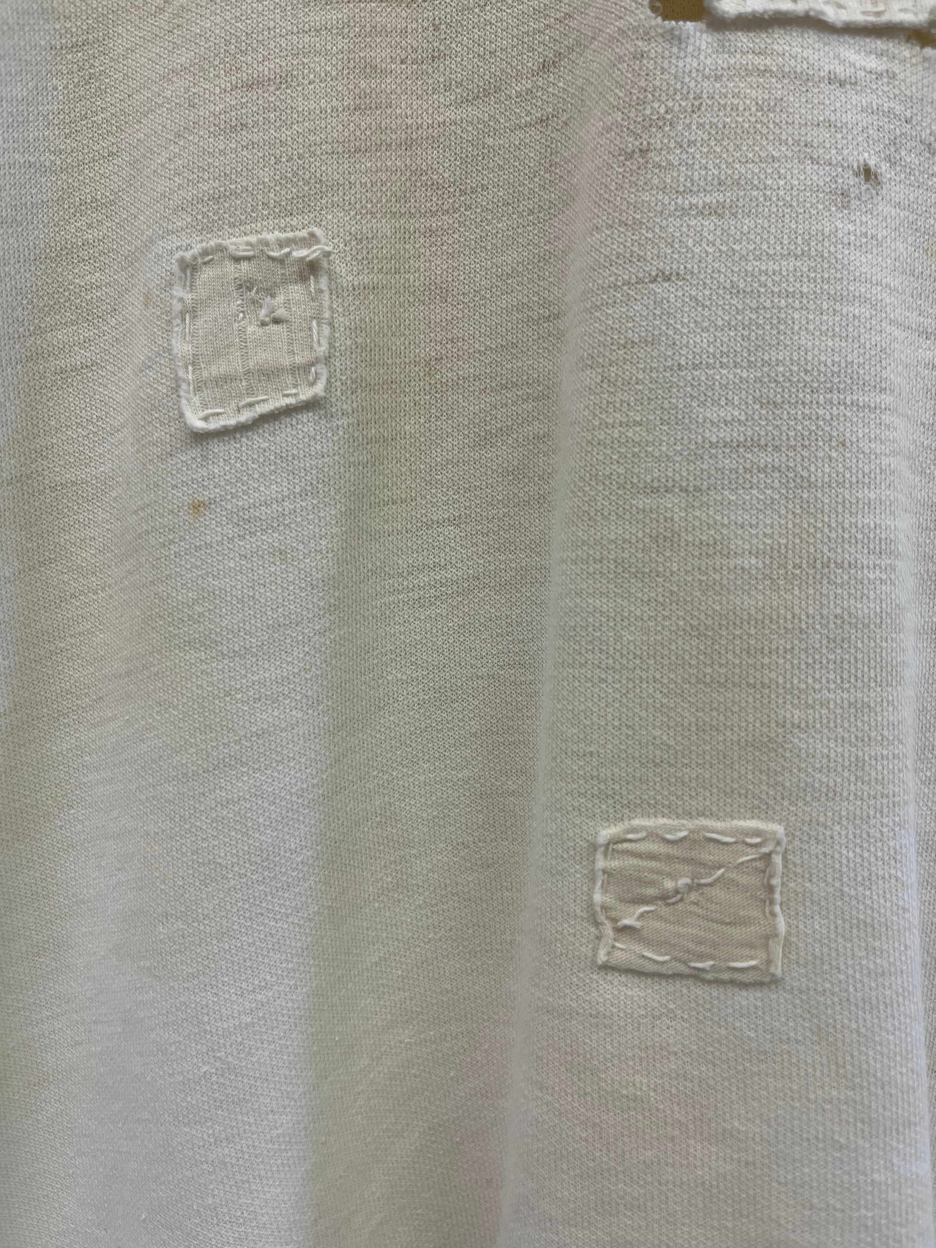 1940s Distressed & Repaired Japanese Military Longsleeve - Natural/White - M