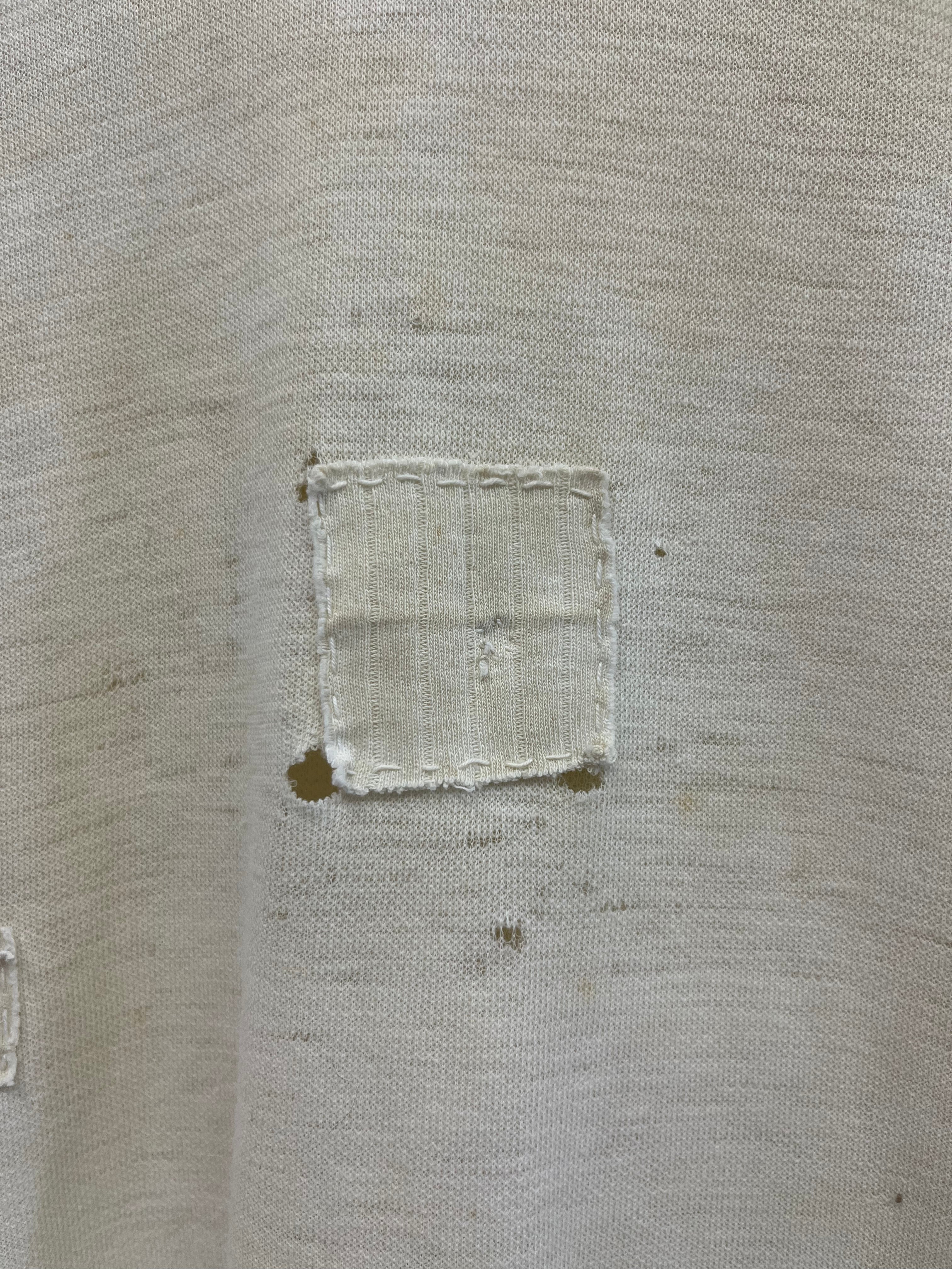 1940s Distressed & Repaired Japanese Military Longsleeve - Natural/White - M