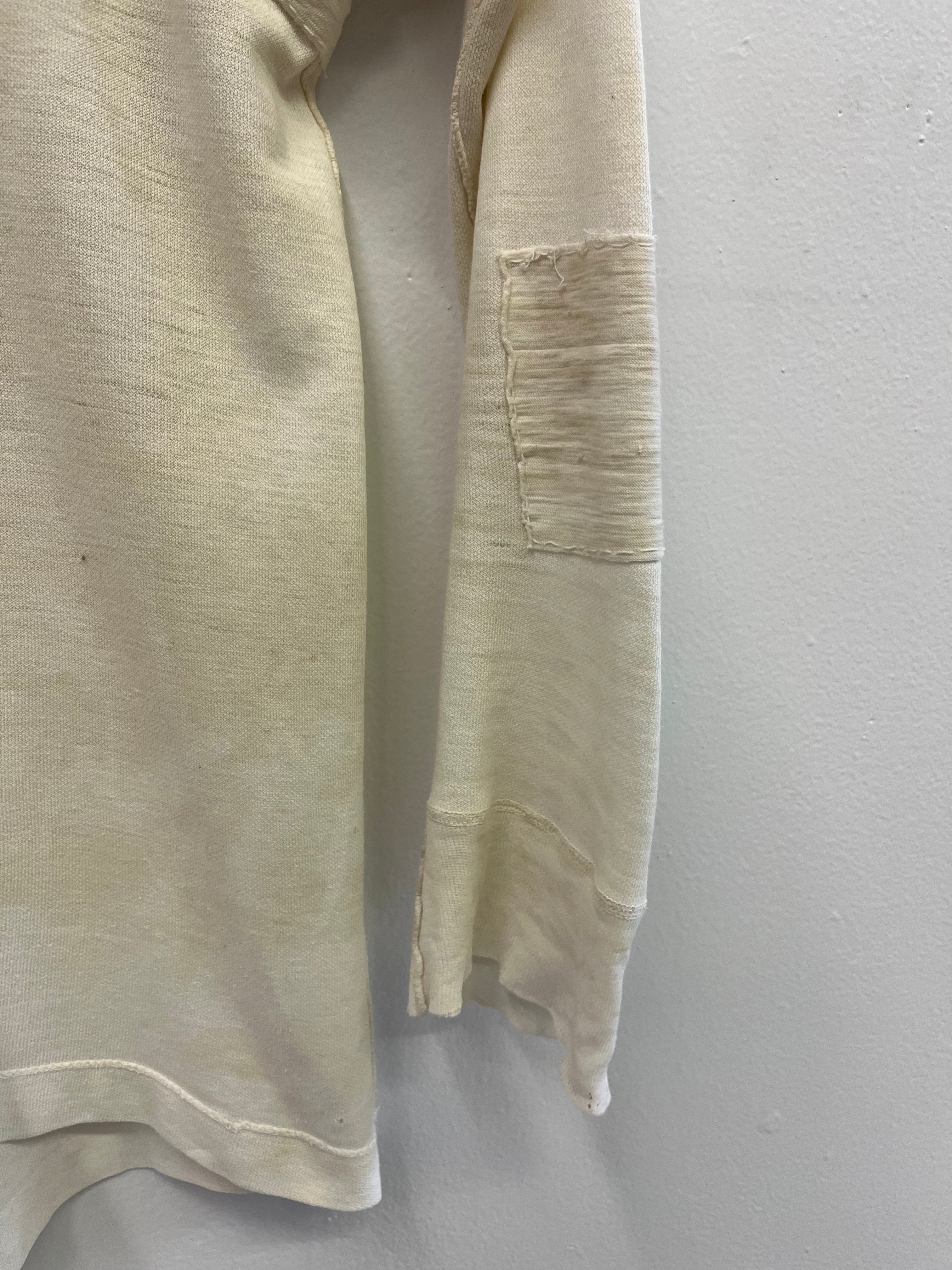 1940s Distressed & Repaired Japanese Military Longsleeve - Natural/White - M
