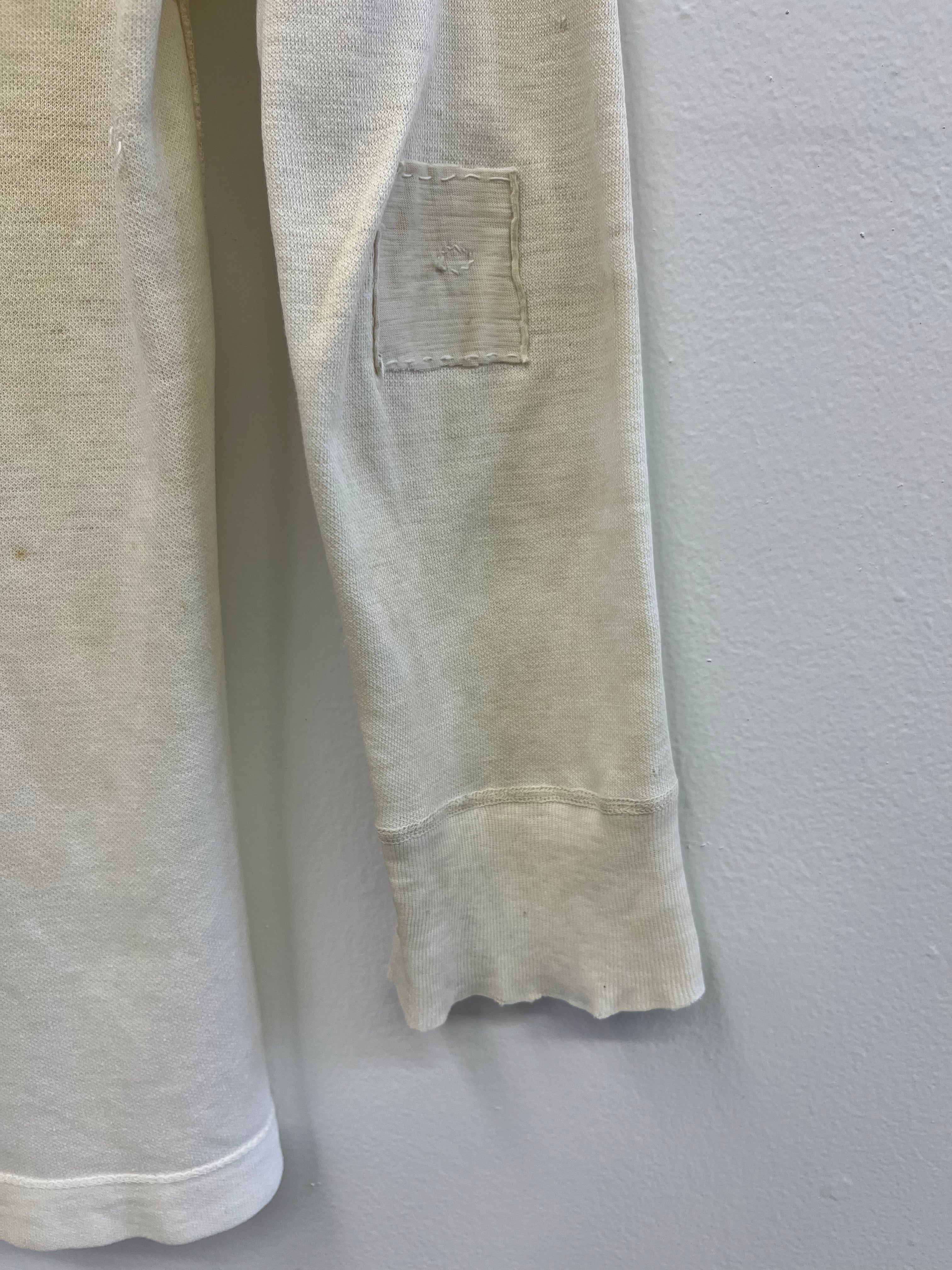 1940s Distressed & Repaired Japanese Military Longsleeve - Natural/White - M