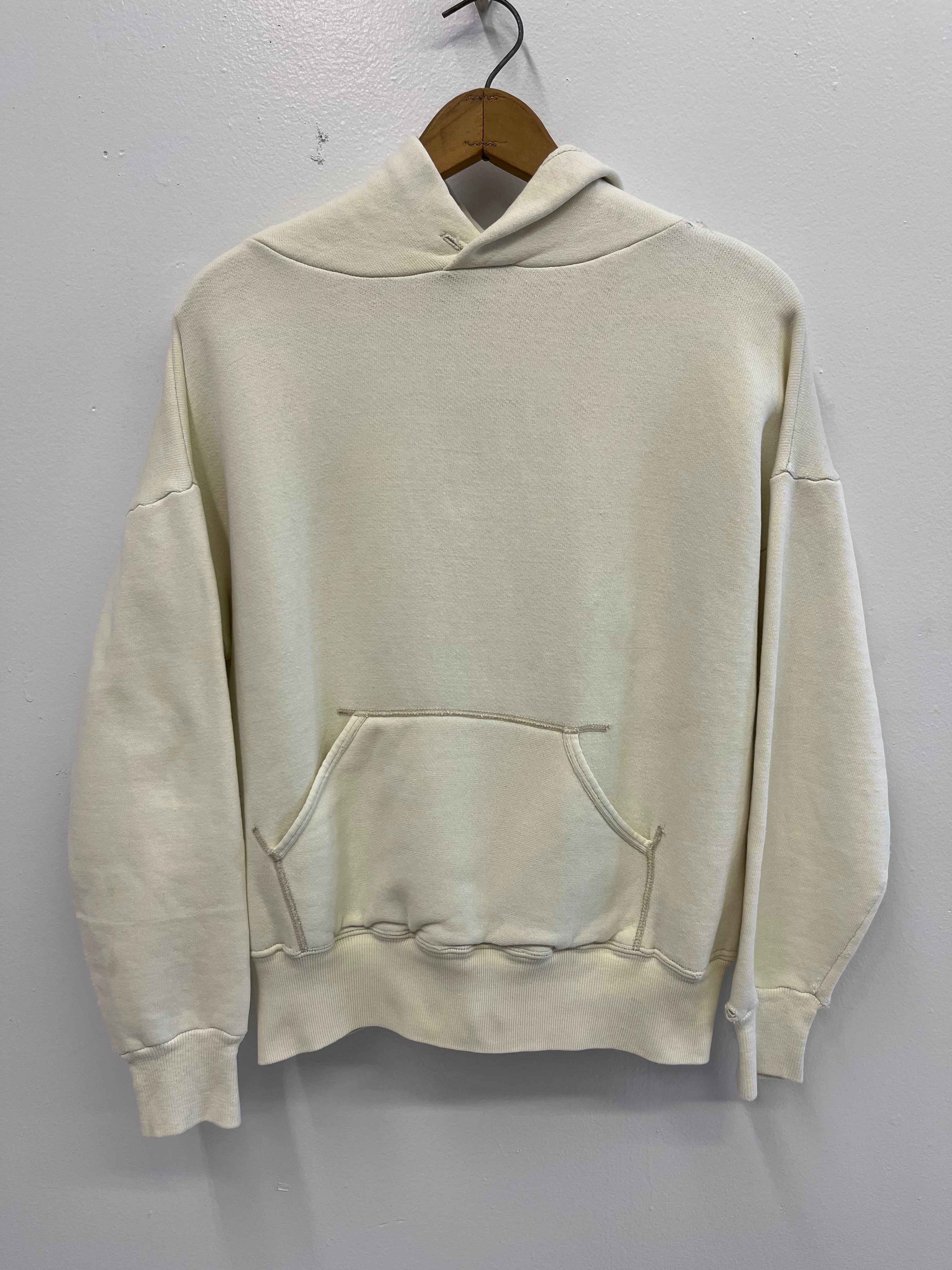 1960s Sweatshirt With Thermal-Lined Hood - Ecru/Cream White - M/L
