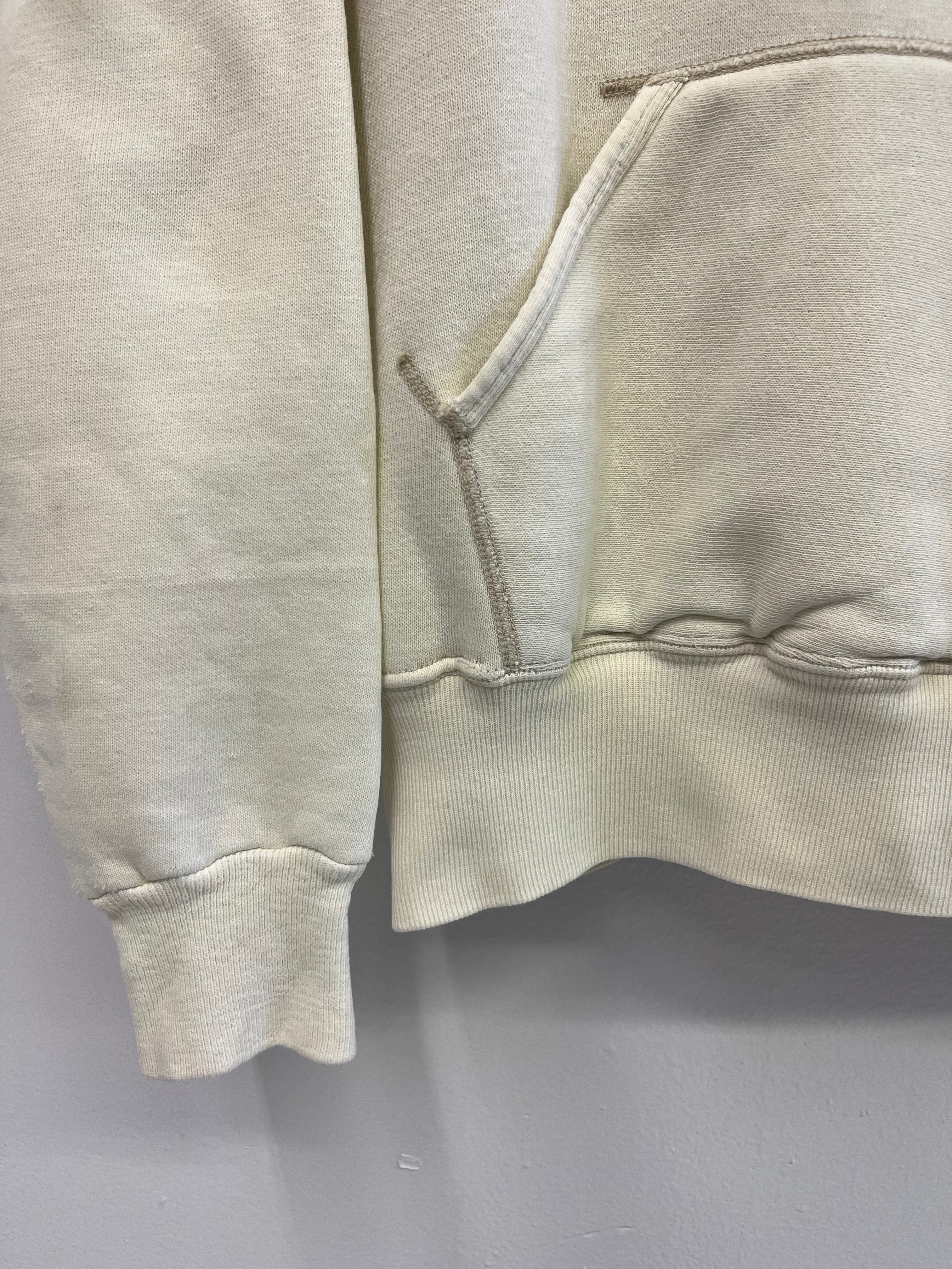 1960s Sweatshirt With Thermal-Lined Hood - Ecru/Cream White - M/L