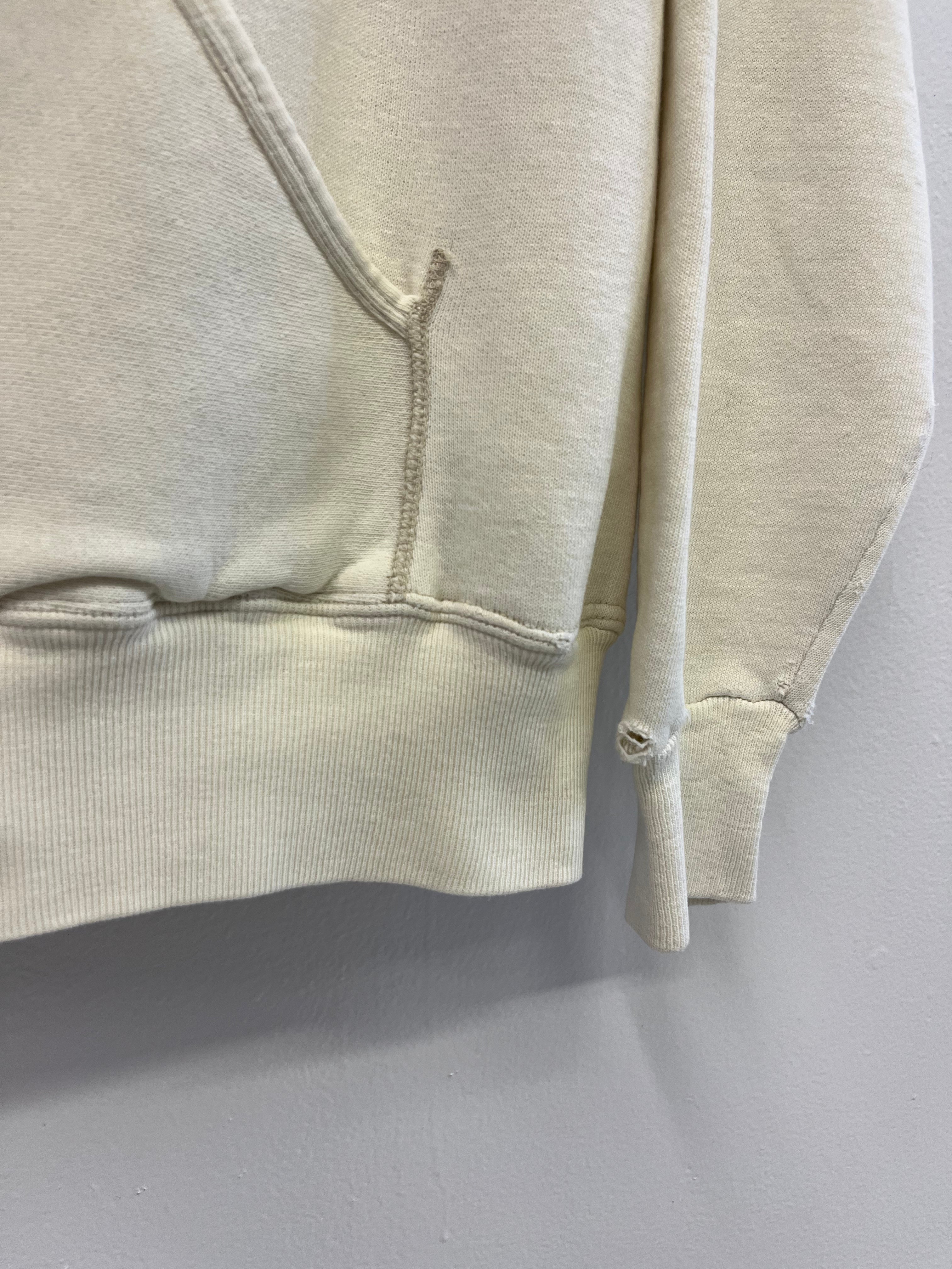 1960s Sweatshirt With Thermal-Lined Hood - Ecru/Cream White - M/L