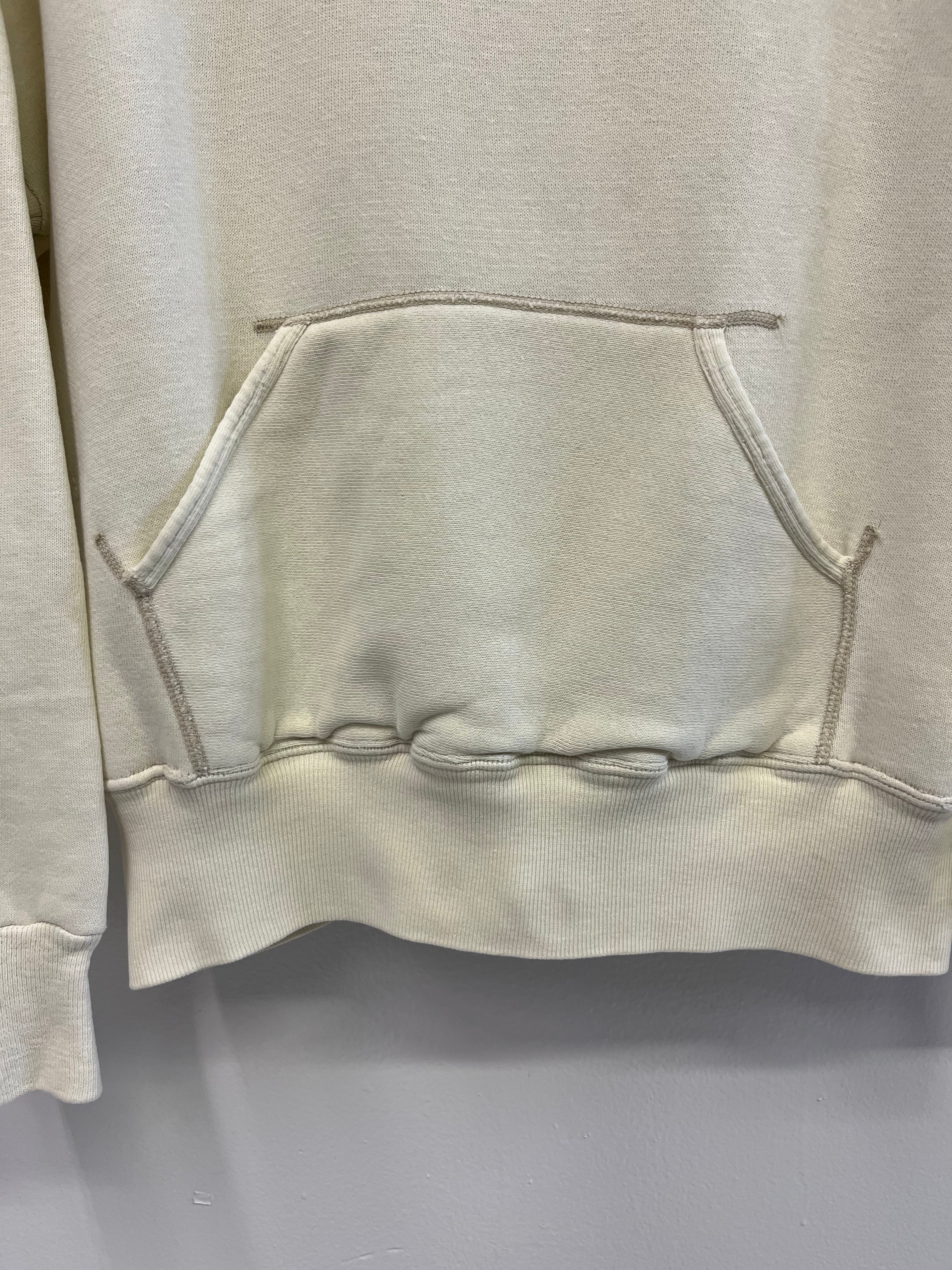 1960s Sweatshirt With Thermal-Lined Hood - Ecru/Cream White - M/L