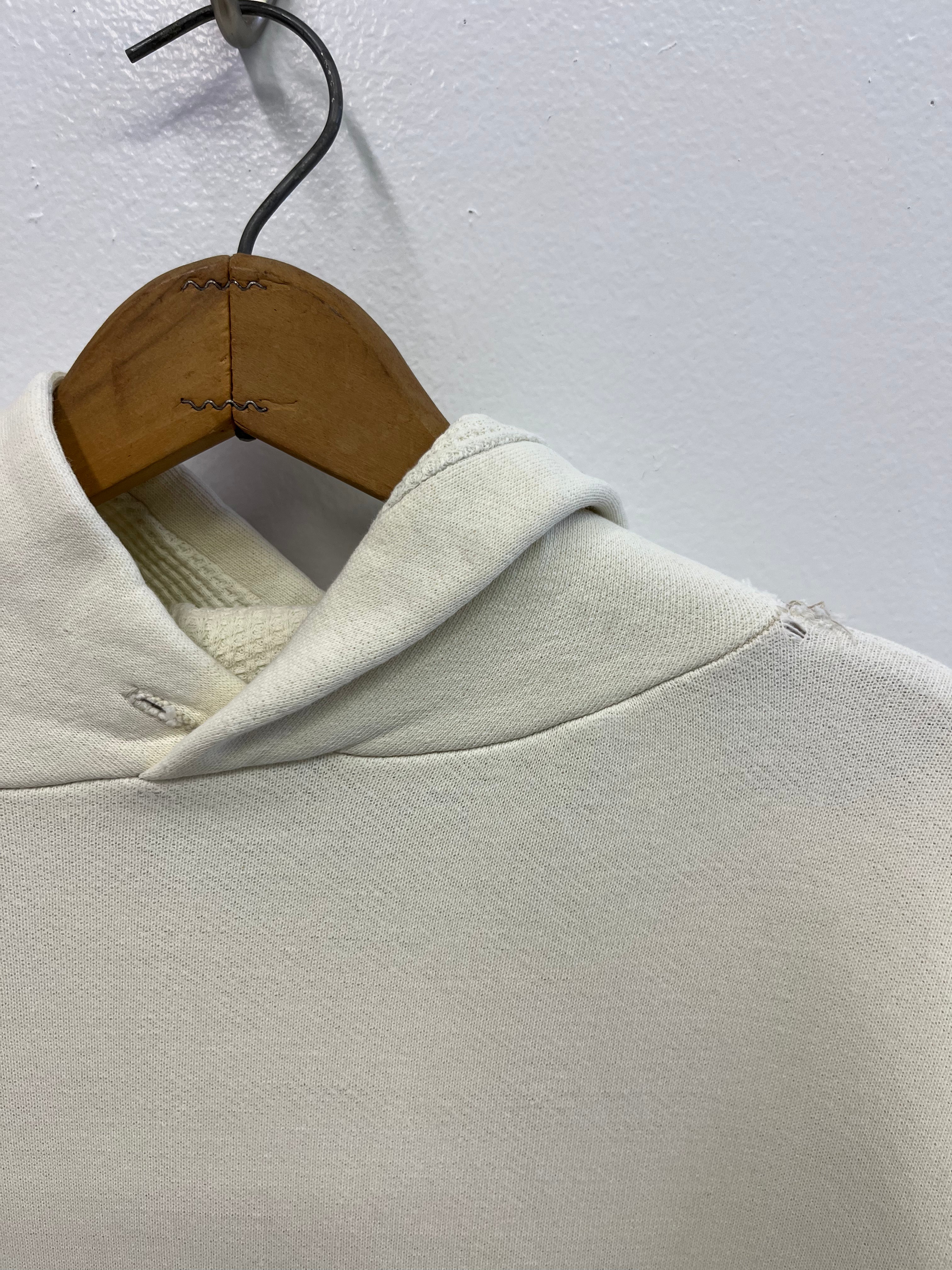 1960s Sweatshirt With Thermal-Lined Hood - Ecru/Cream White - M/L