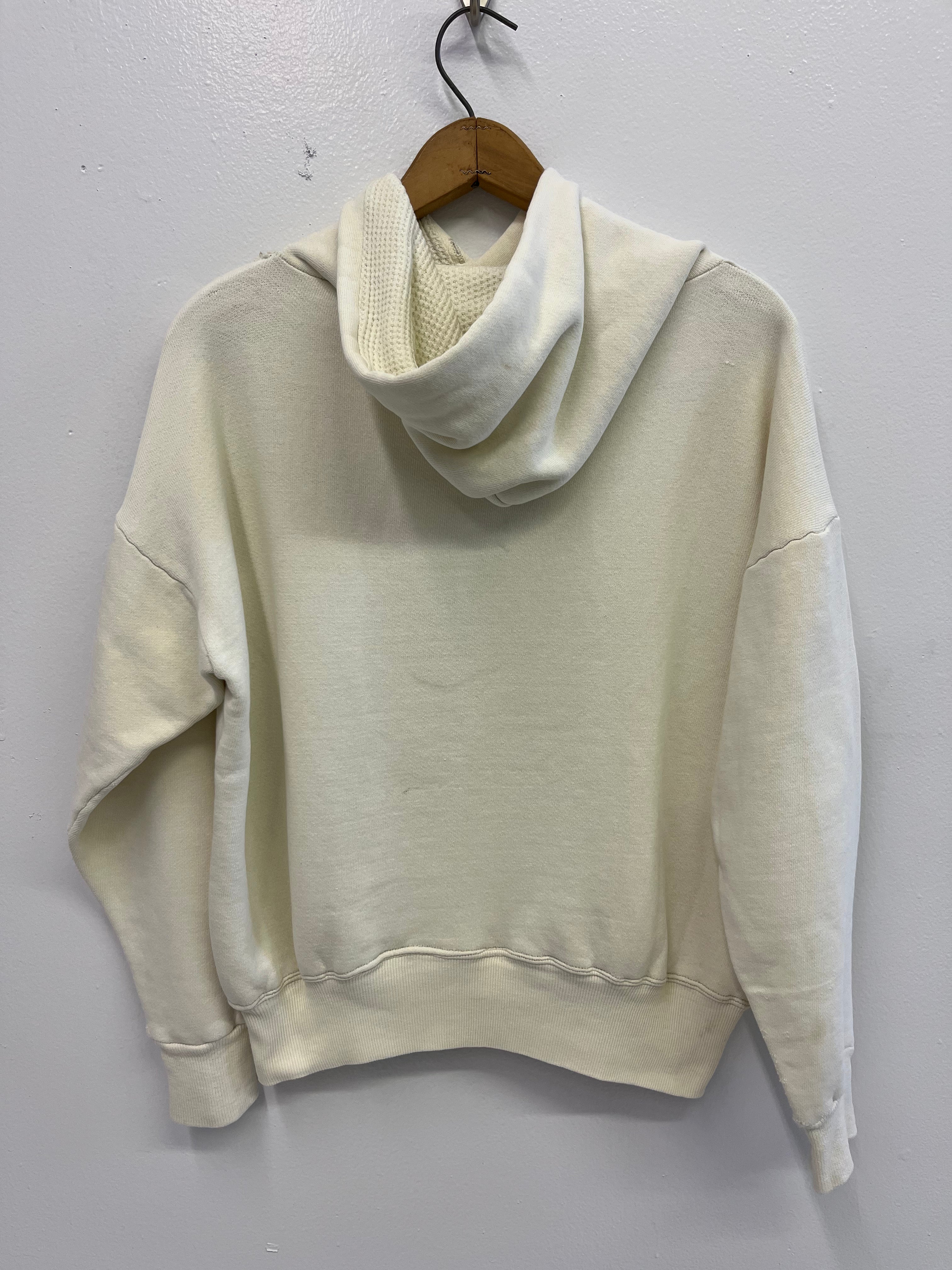 1960s Sweatshirt With Thermal-Lined Hood - Ecru/Cream White - M/L