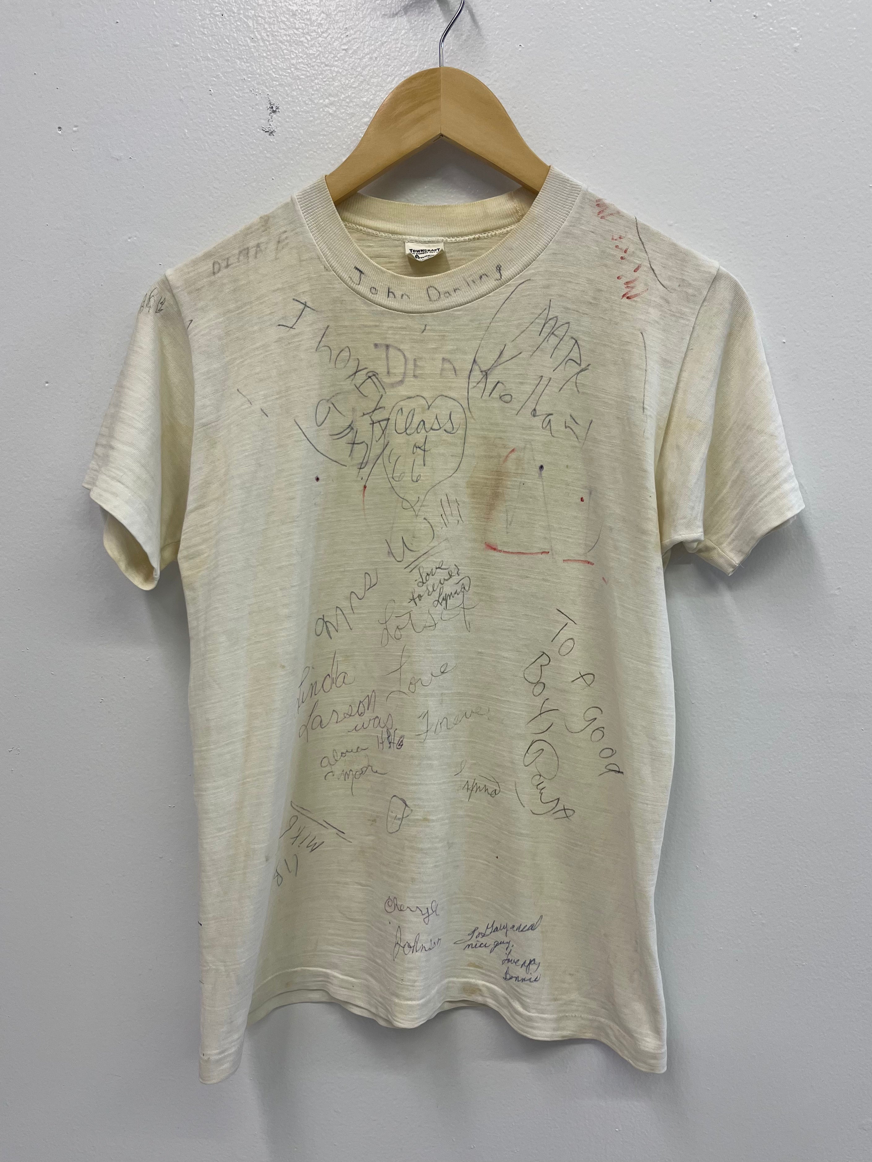 1960s Distressed Signature T-Shirt - Aged White/Multicolor - S/M