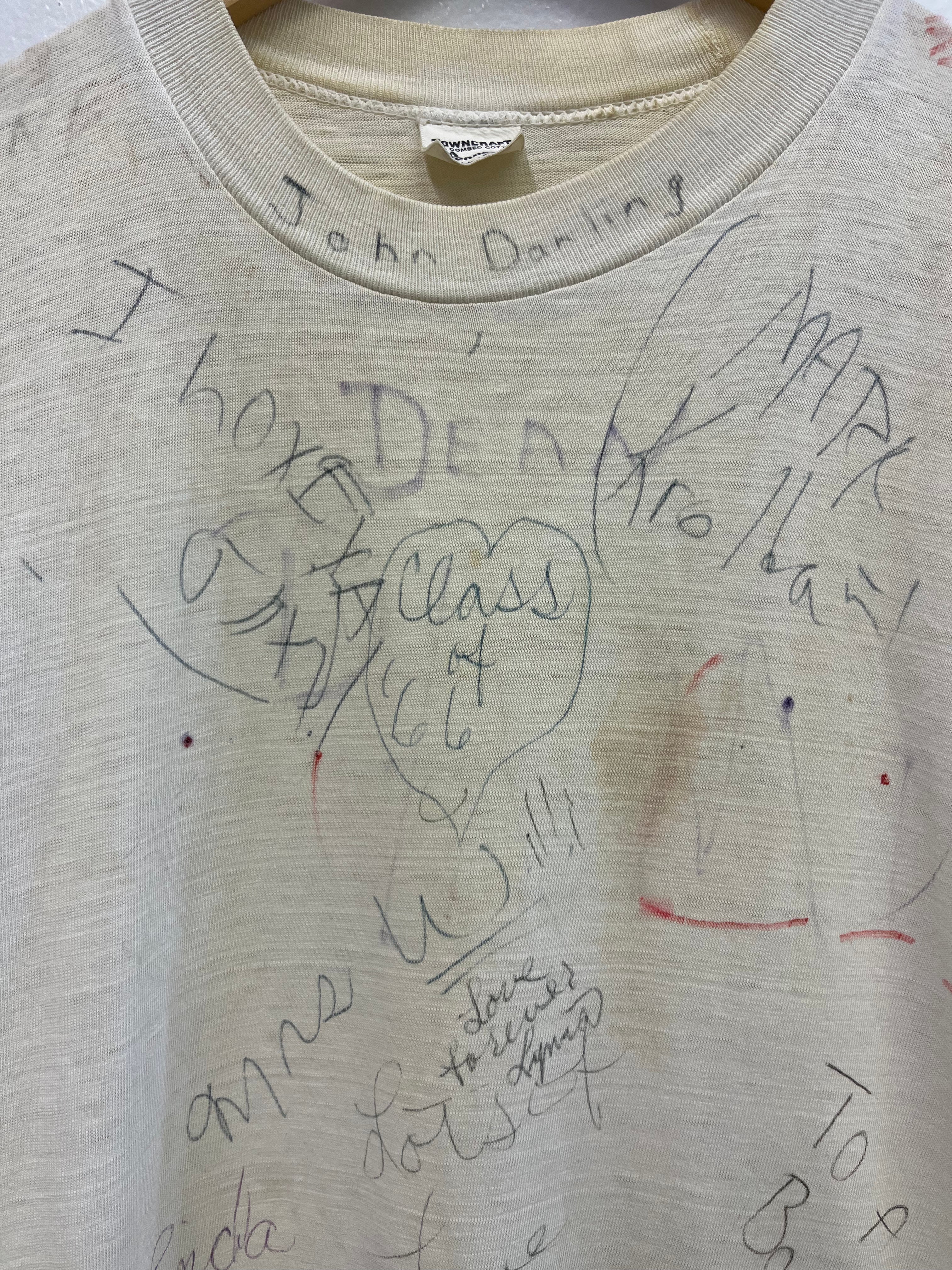 1960s Distressed Signature T-Shirt - Aged White/Multicolor - S/M