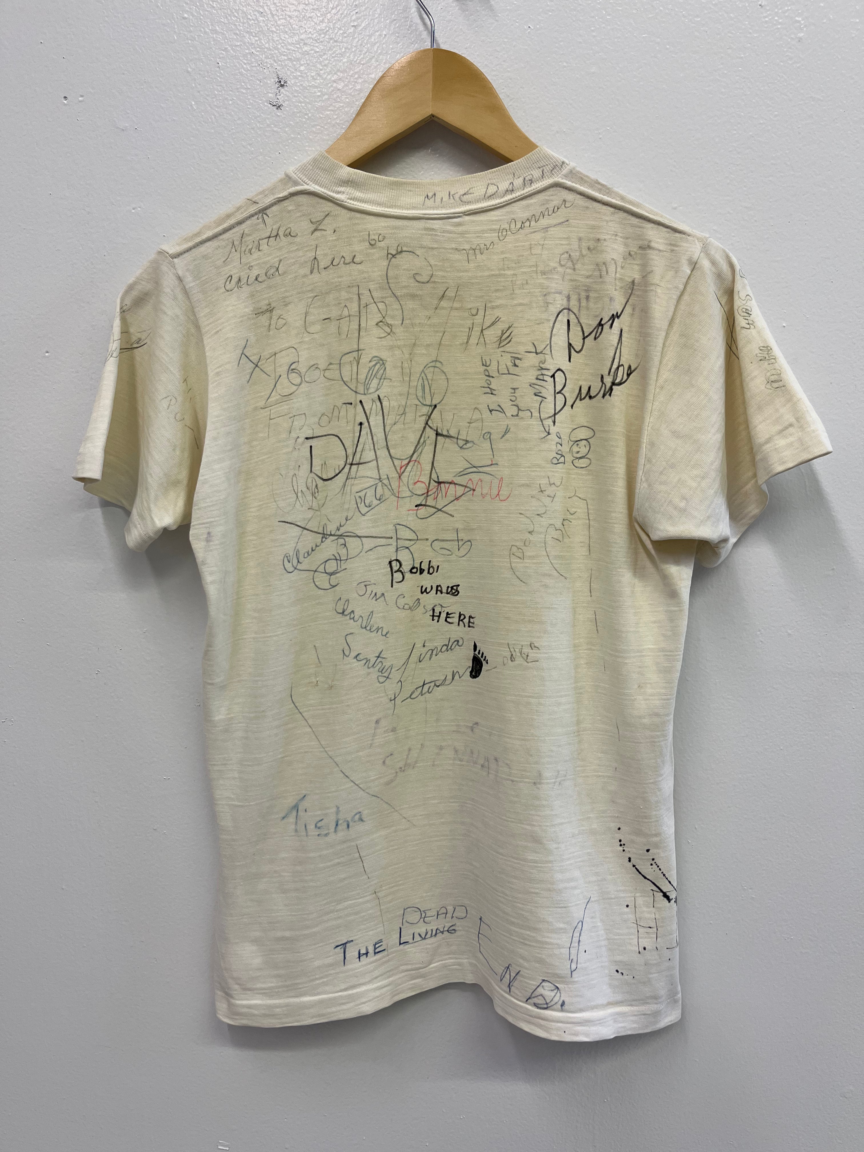 1960s Distressed Signature T-Shirt - Aged White/Multicolor - S/M