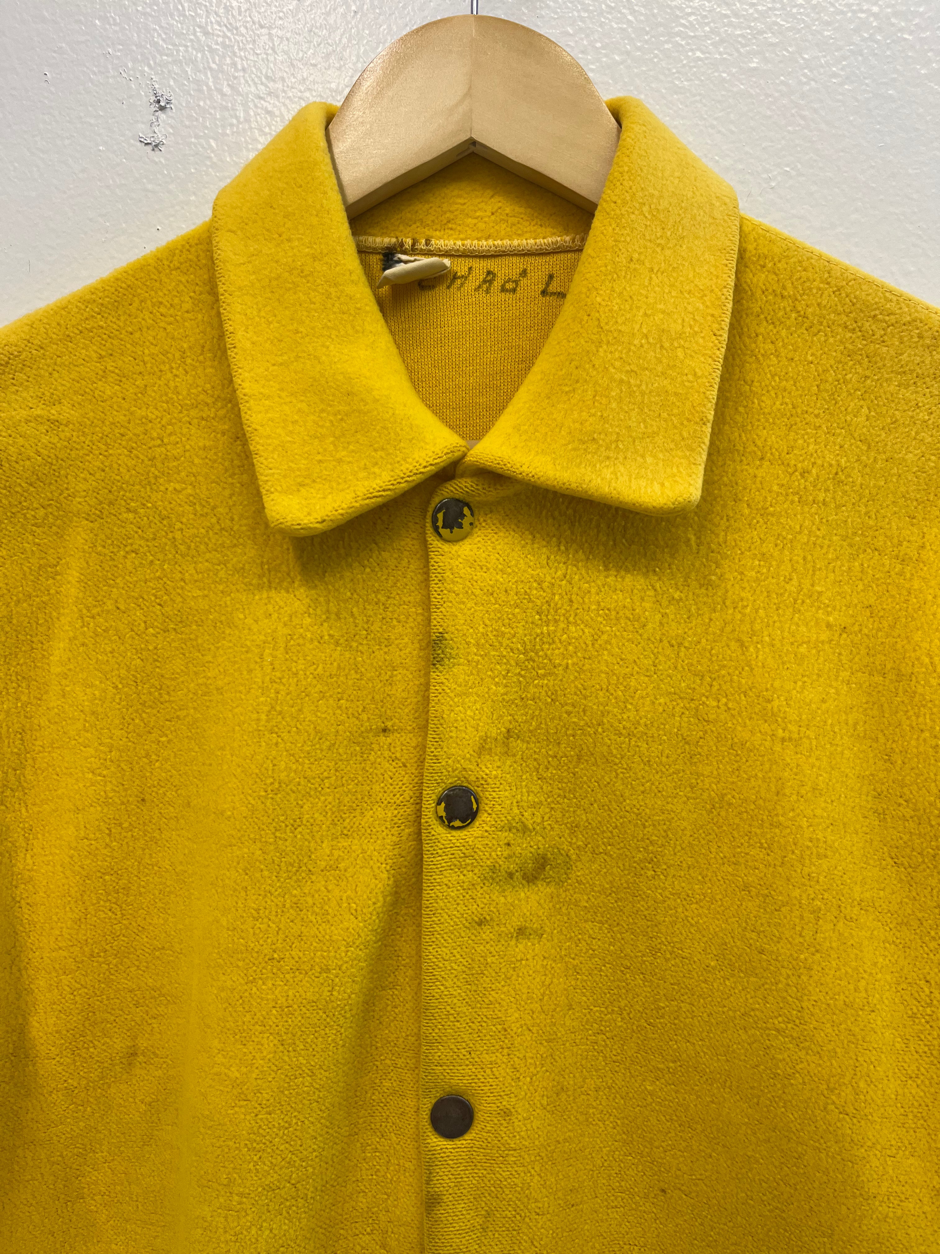 1950/60s 'Riverside Swim Club' Fleece Snap Varsity Jacket - Team Yellow - S/M
