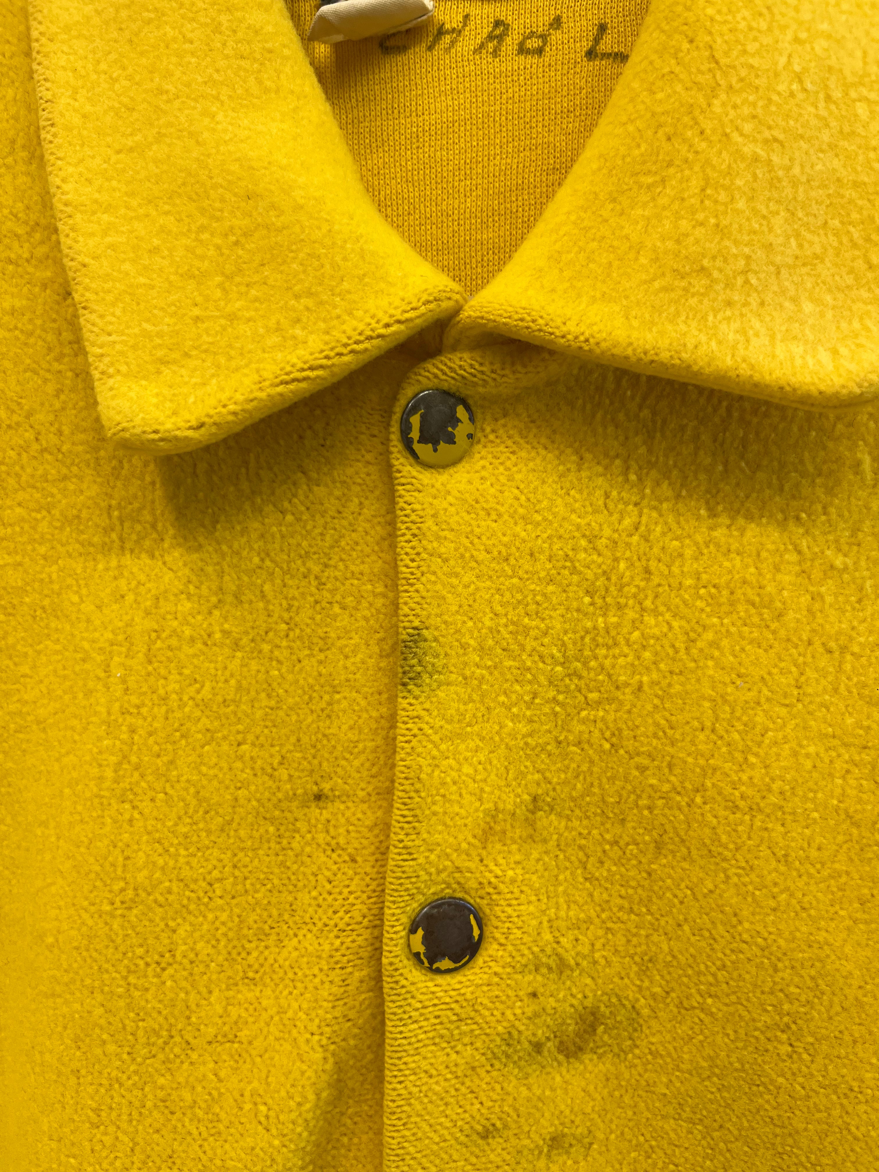 1950/60s 'Riverside Swim Club' Fleece Snap Varsity Jacket - Team Yellow - S/M