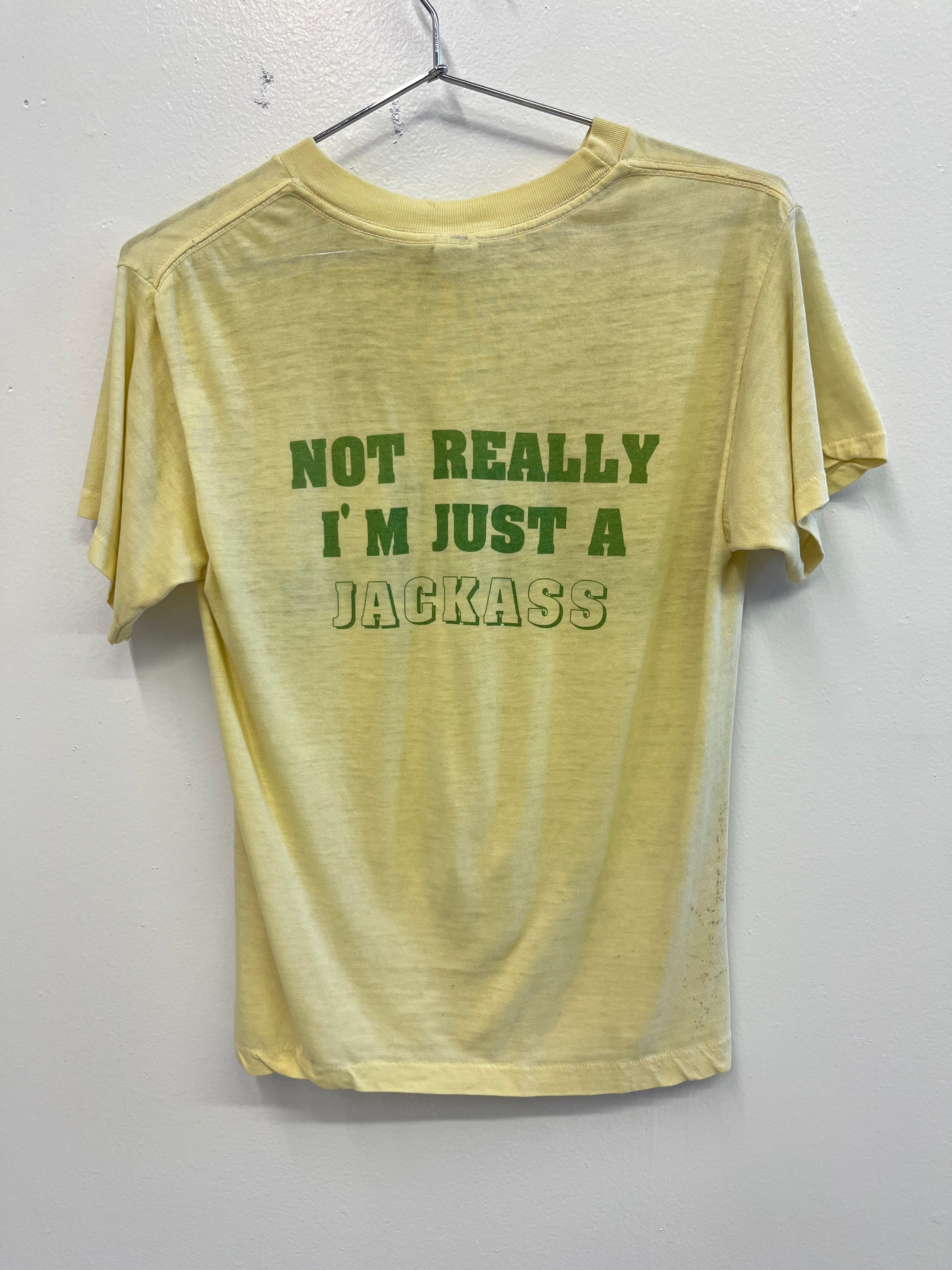 1970s 'Republican/Jackass' Graphic T-Shirt - Faded Yellow - S/M