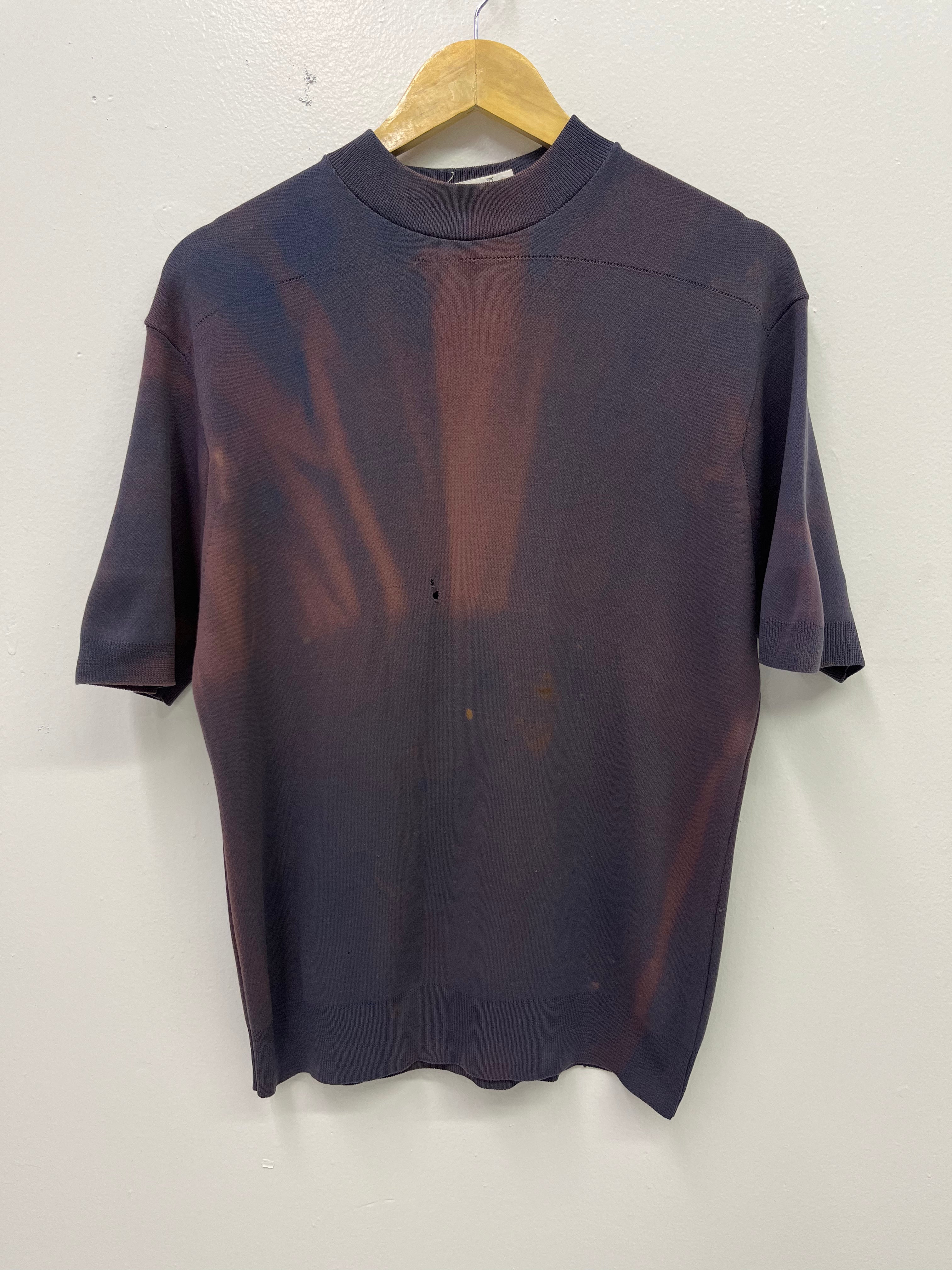 1950s Sun Faded Short-Sleeved Nylon Crewneck - Plum Purple - M/L