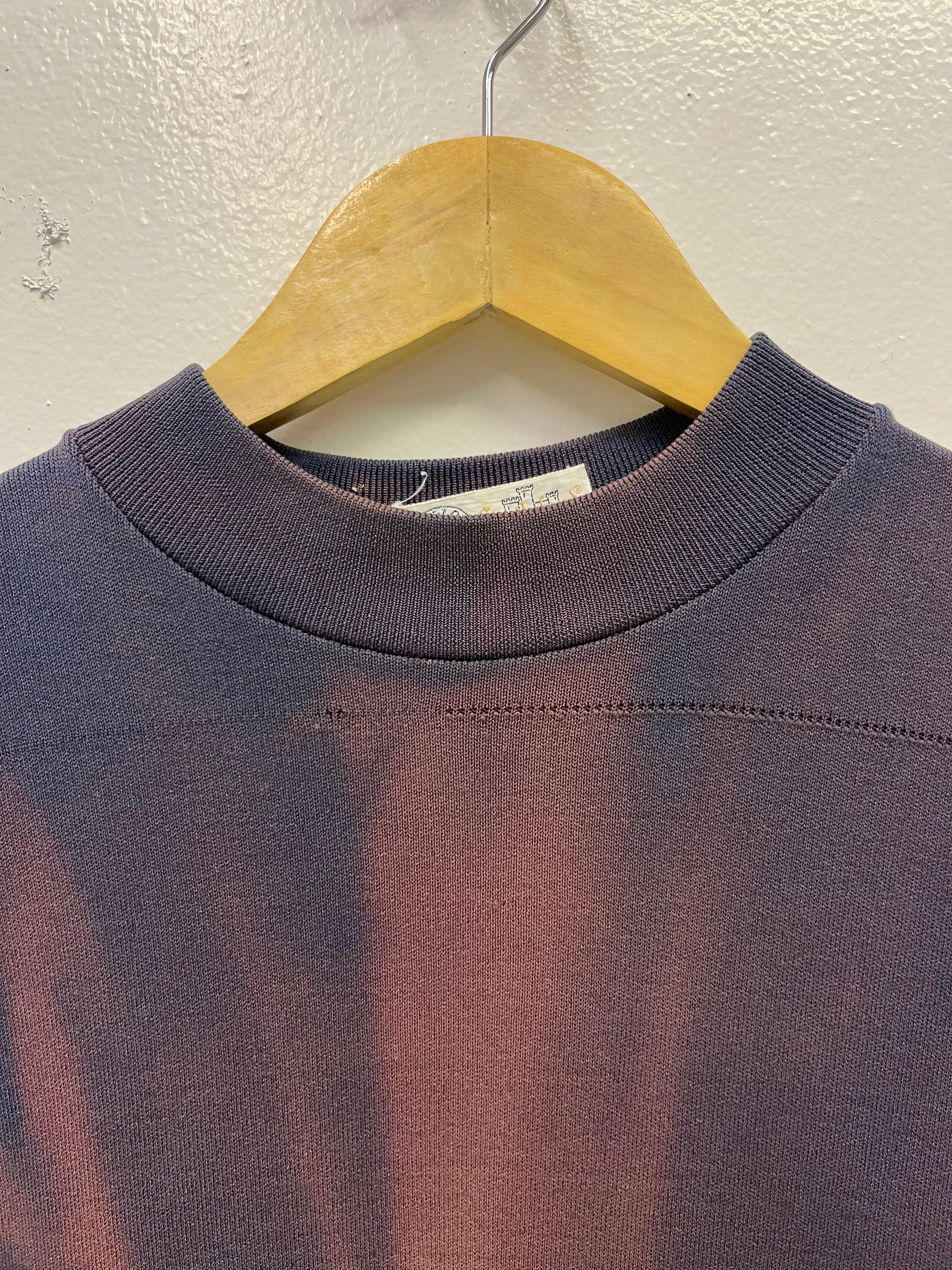 1950s Sun Faded Short-Sleeved Nylon Crewneck - Plum Purple - M/L