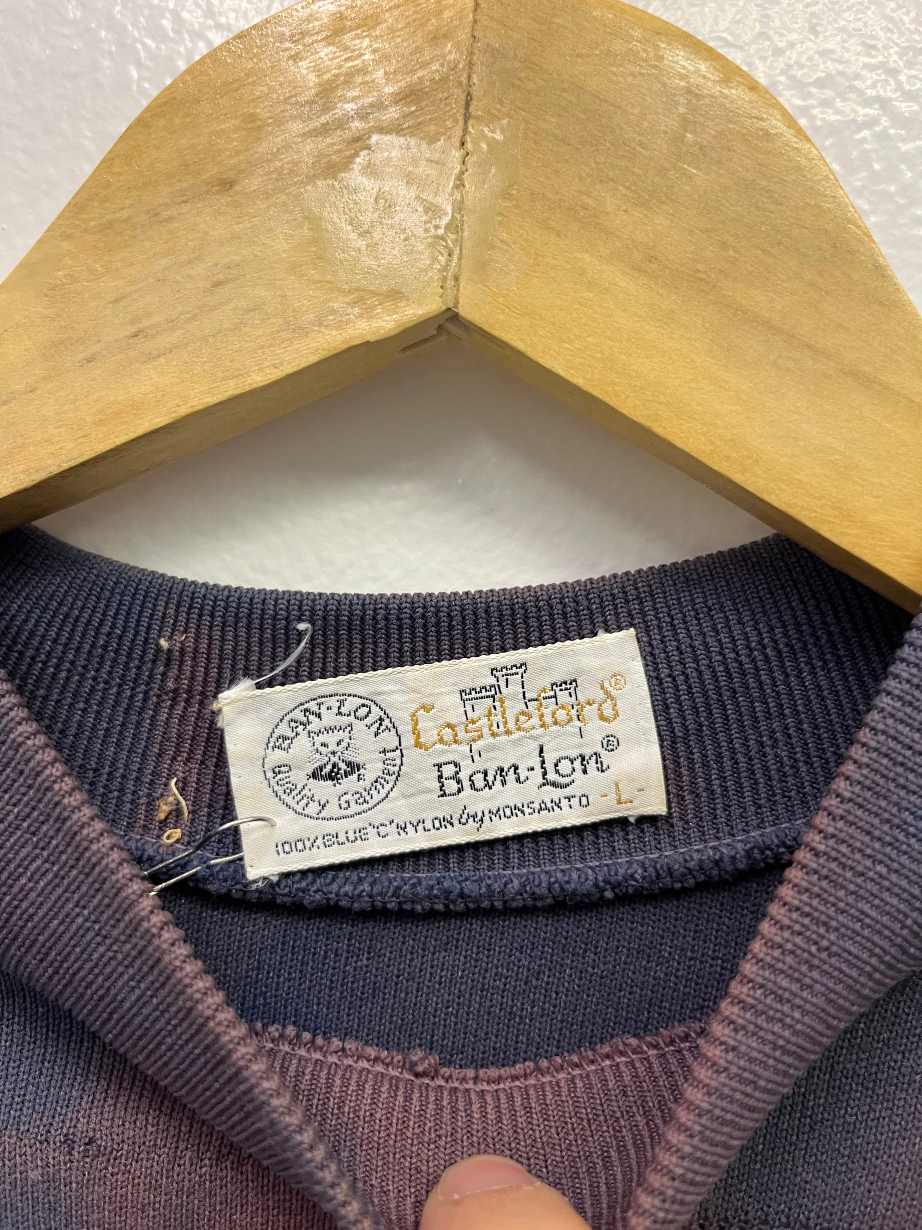 1950s Sun Faded Short-Sleeved Nylon Crewneck - Plum Purple - M/L
