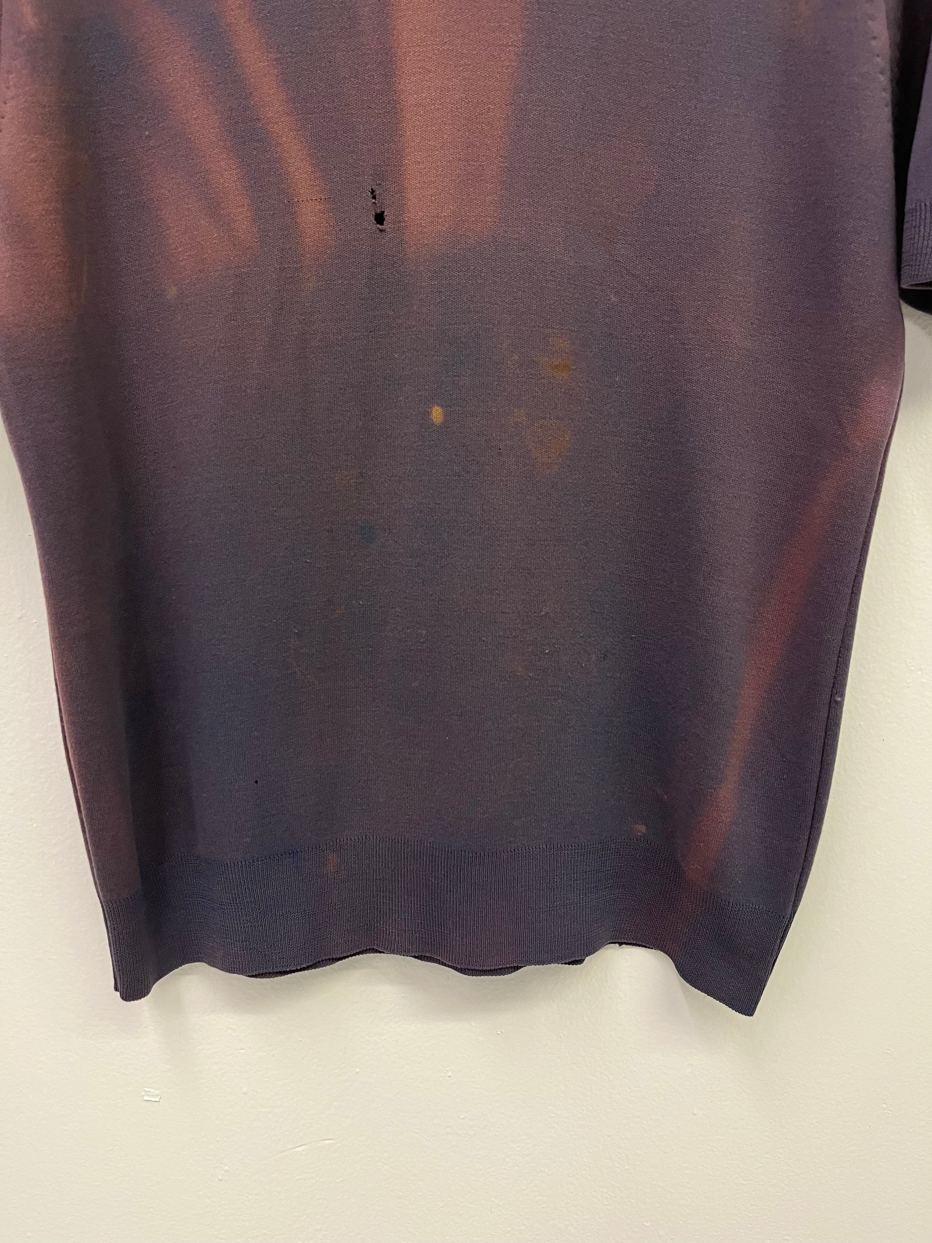 1950s Sun Faded Short-Sleeved Nylon Crewneck - Plum Purple - M/L