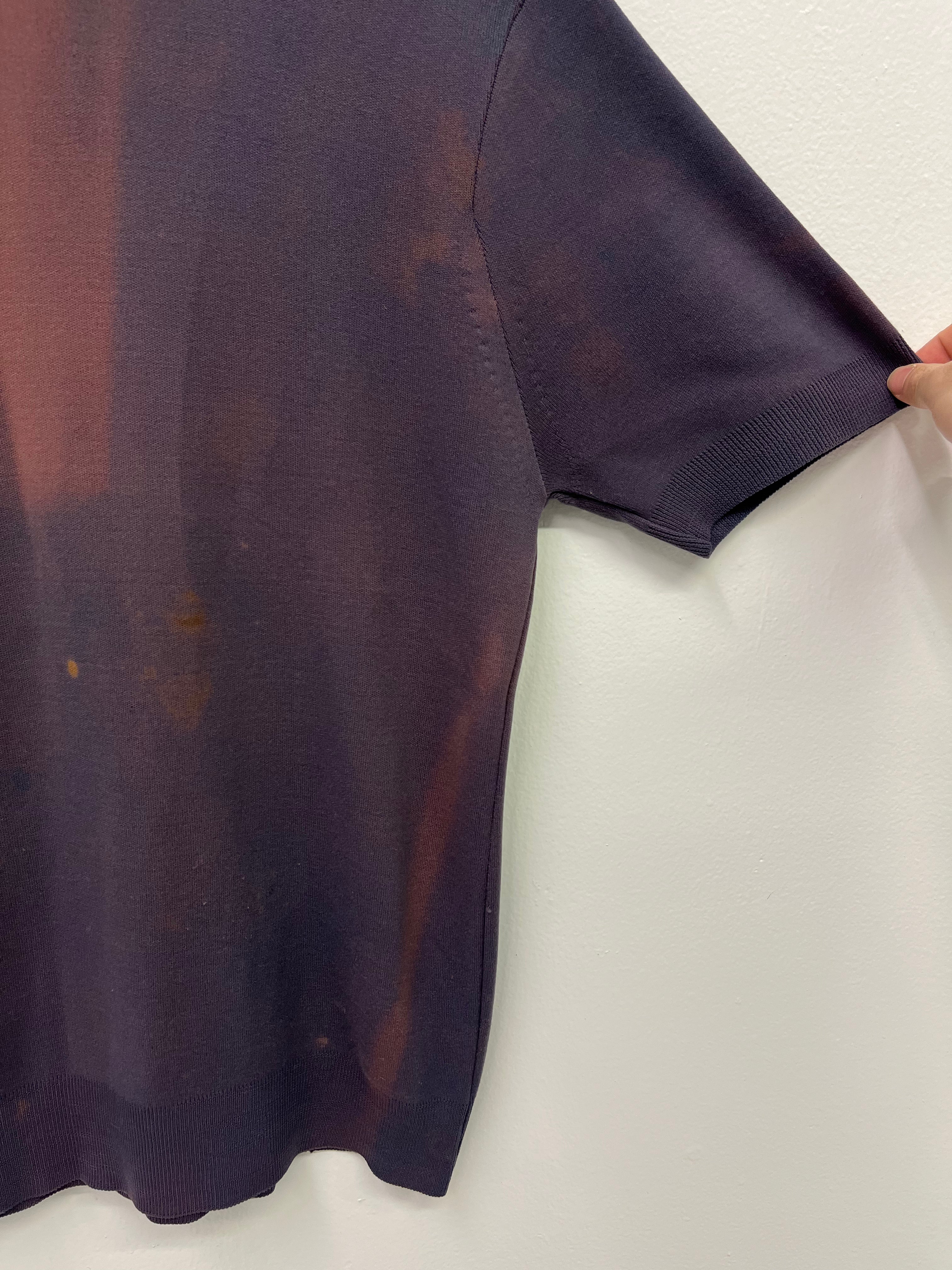 1950s Sun Faded Short-Sleeved Nylon Crewneck - Plum Purple - M/L