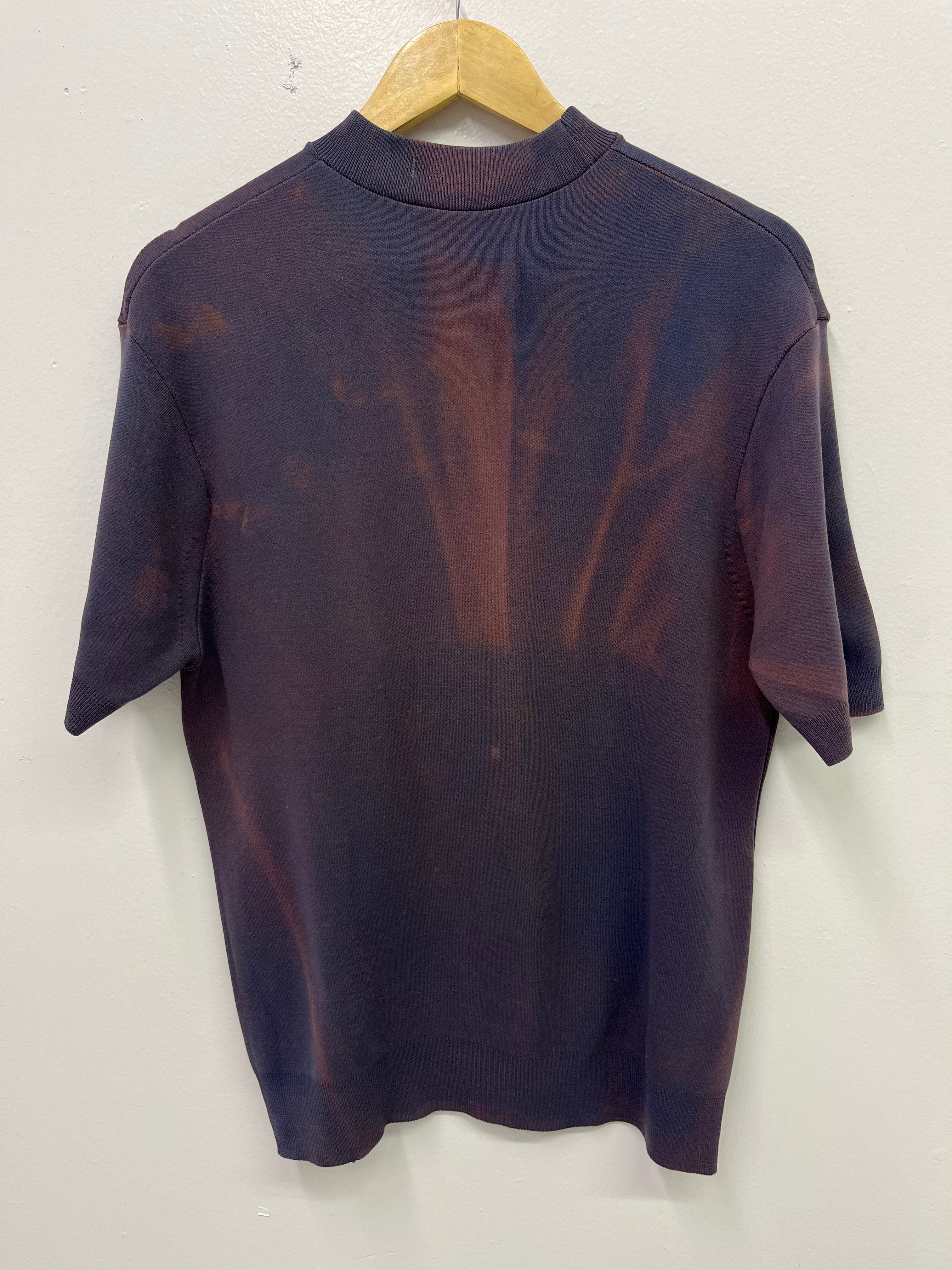 1950s Sun Faded Short-Sleeved Nylon Crewneck - Plum Purple - M/L